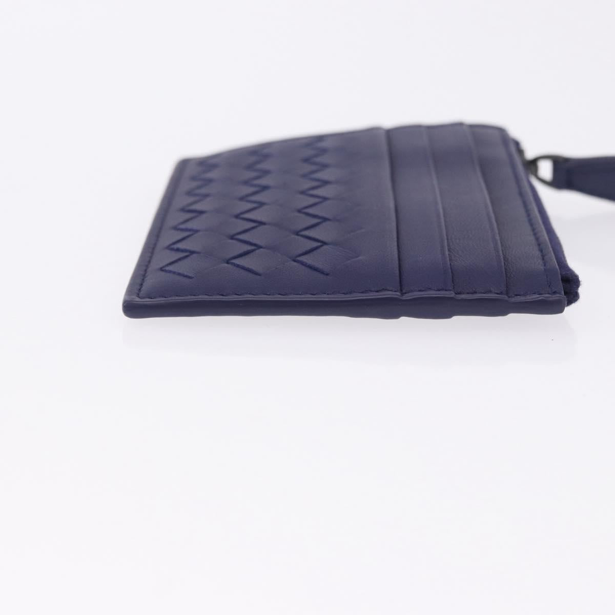 BOTTEGA VENETA INTRECCIATO Card Case Leather Navy Auth 194466A