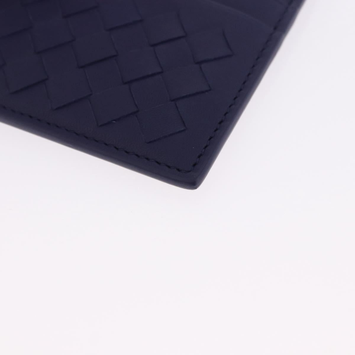 BOTTEGA VENETA INTRECCIATO Card Case Leather Navy Auth 194466A