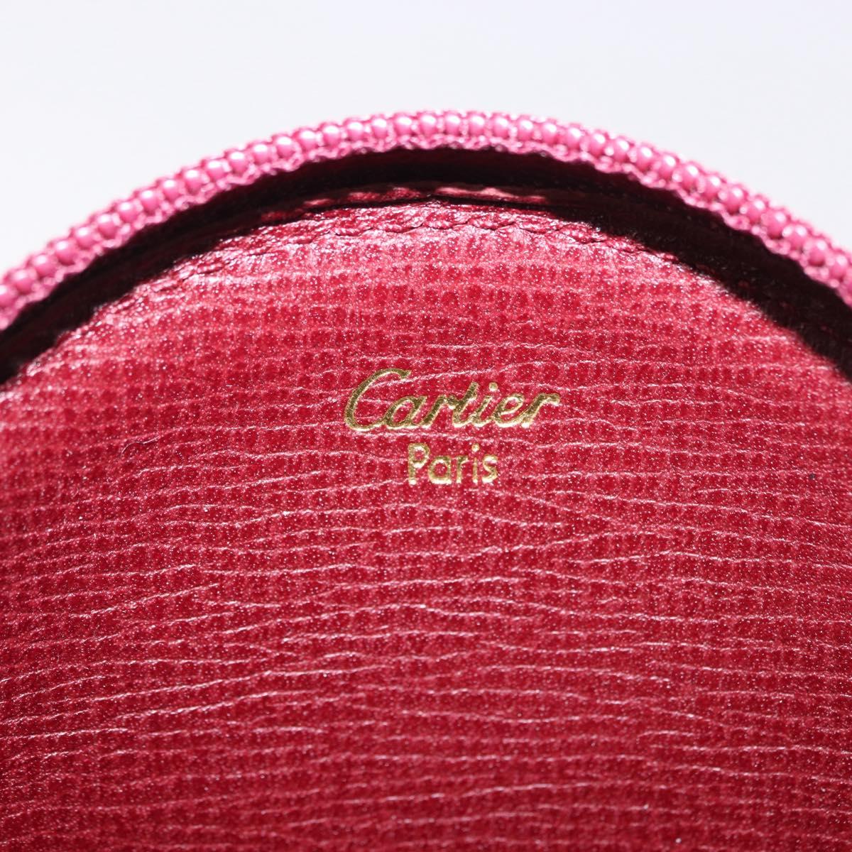 CARTIER Must Line Coin Purse Leather Bordeaux Gold Auth 194476A