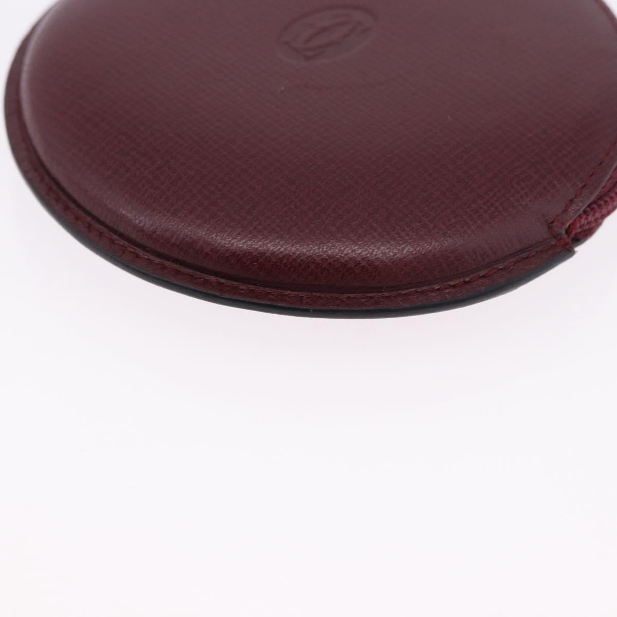 CARTIER Must Line Coin Purse Leather Bordeaux Gold Auth 194476A