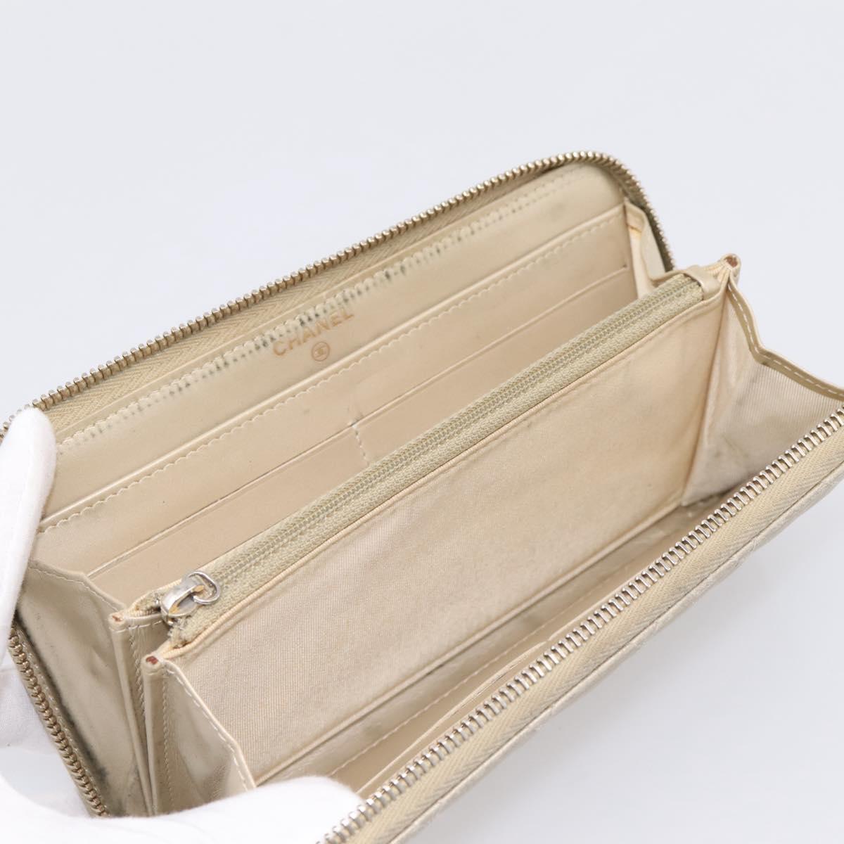 CHANEL Matelasse Long Wallet Lamb Skin Gold CC Auth 194478