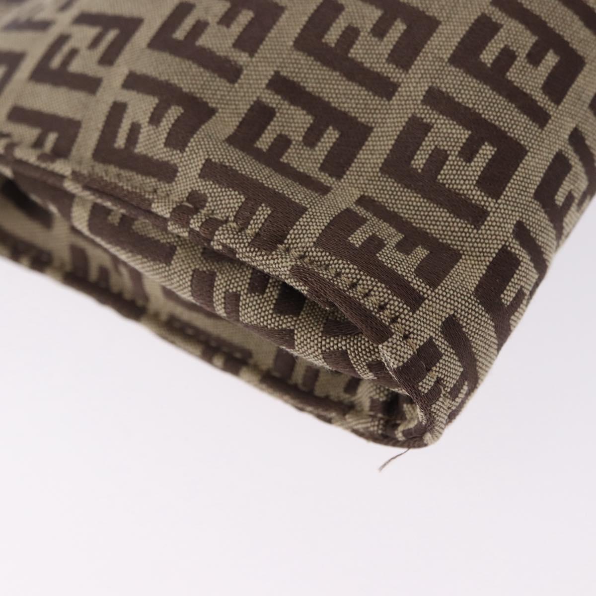 FENDI Zucchino Canvas Pouch Beige Auth 194480A