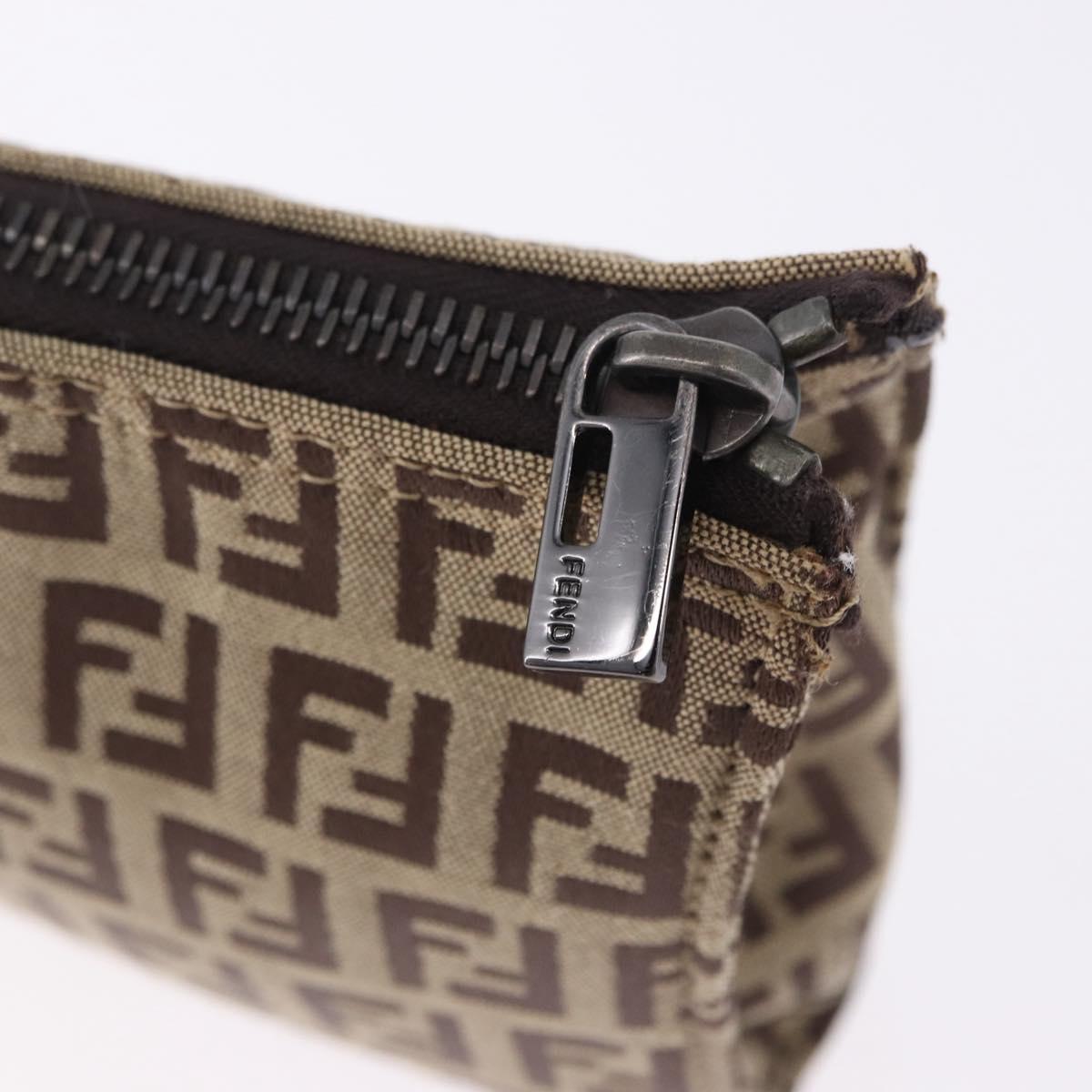 FENDI Zucchino Canvas Pouch Beige Auth 194480A