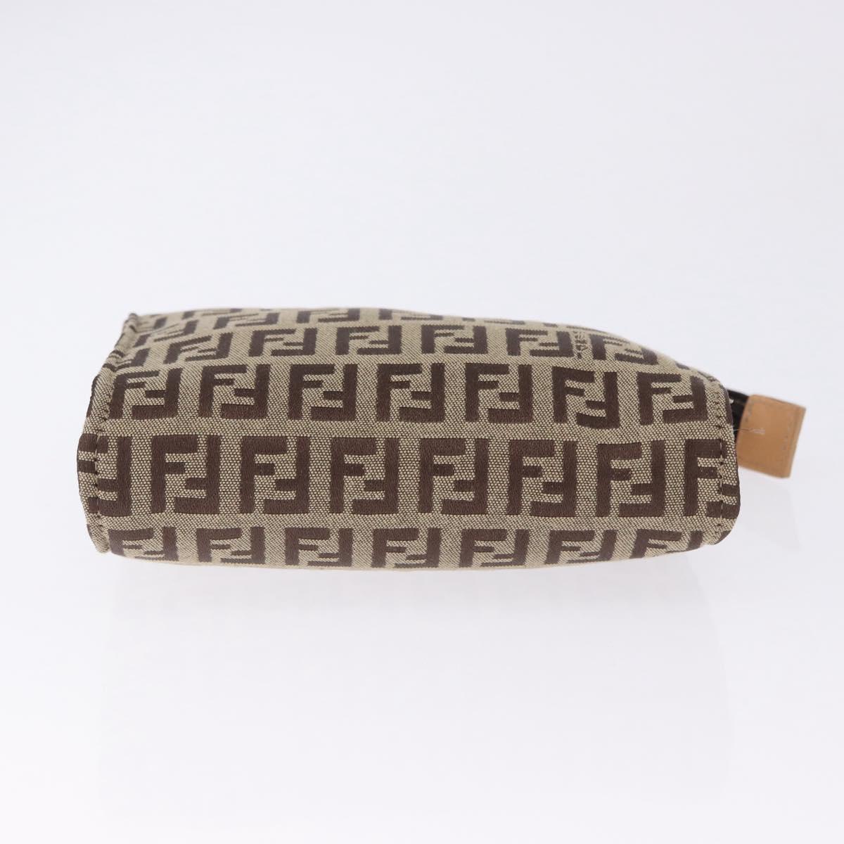 FENDI Zucchino Canvas Pouch Beige Auth 194480A
