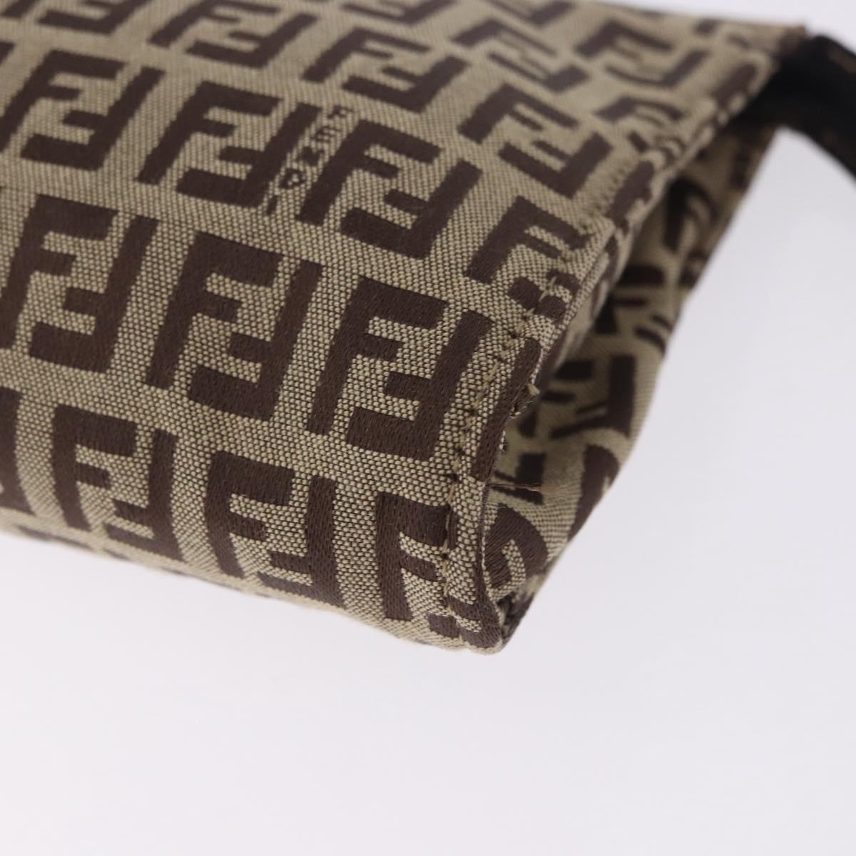 FENDI Zucchino Canvas Pouch Beige Auth 194480A