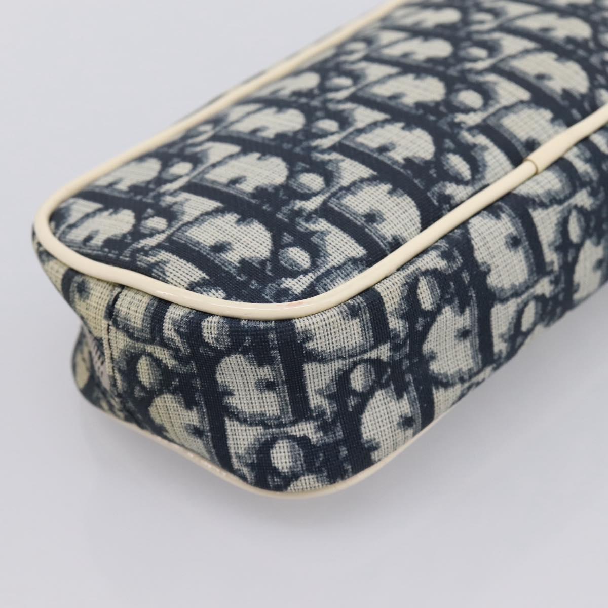 Christian Dior Trotter Pouch PVC Blue Silver Auth 194482