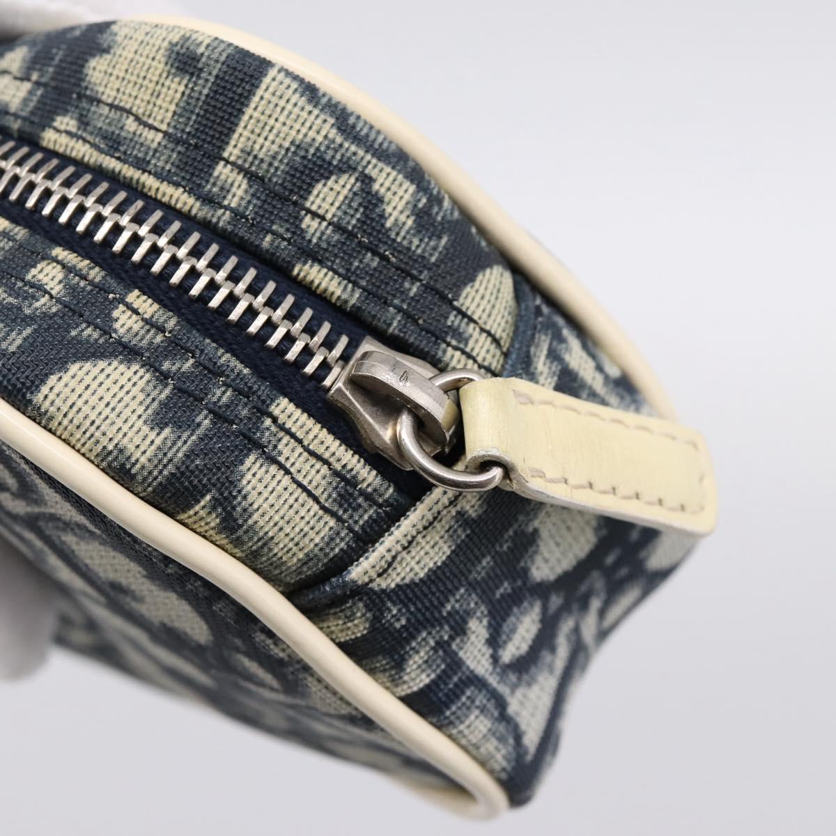 Christian Dior Trotter Pouch PVC Blue Silver Auth 194482