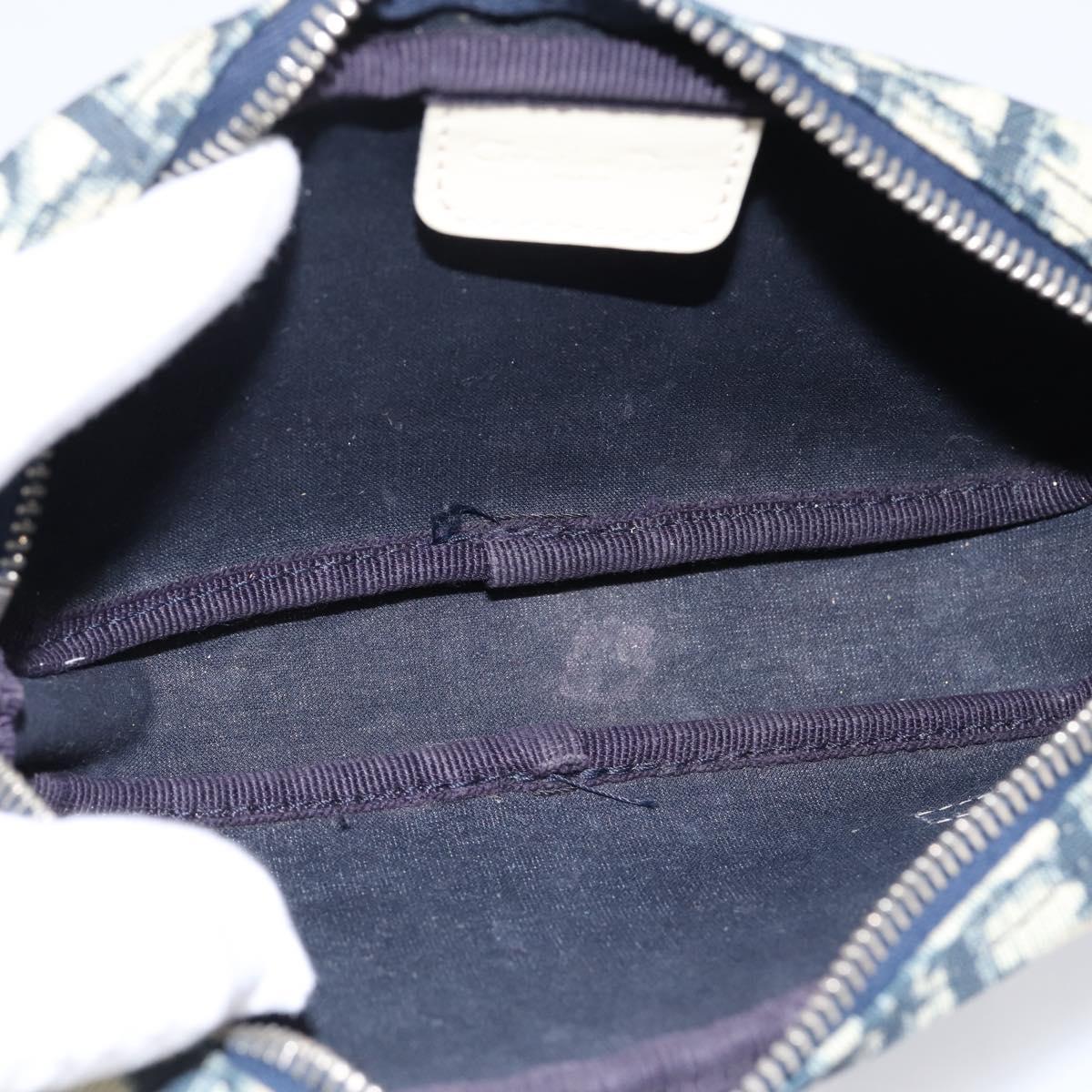 Christian Dior Trotter Pouch PVC Blue Silver Auth 194482