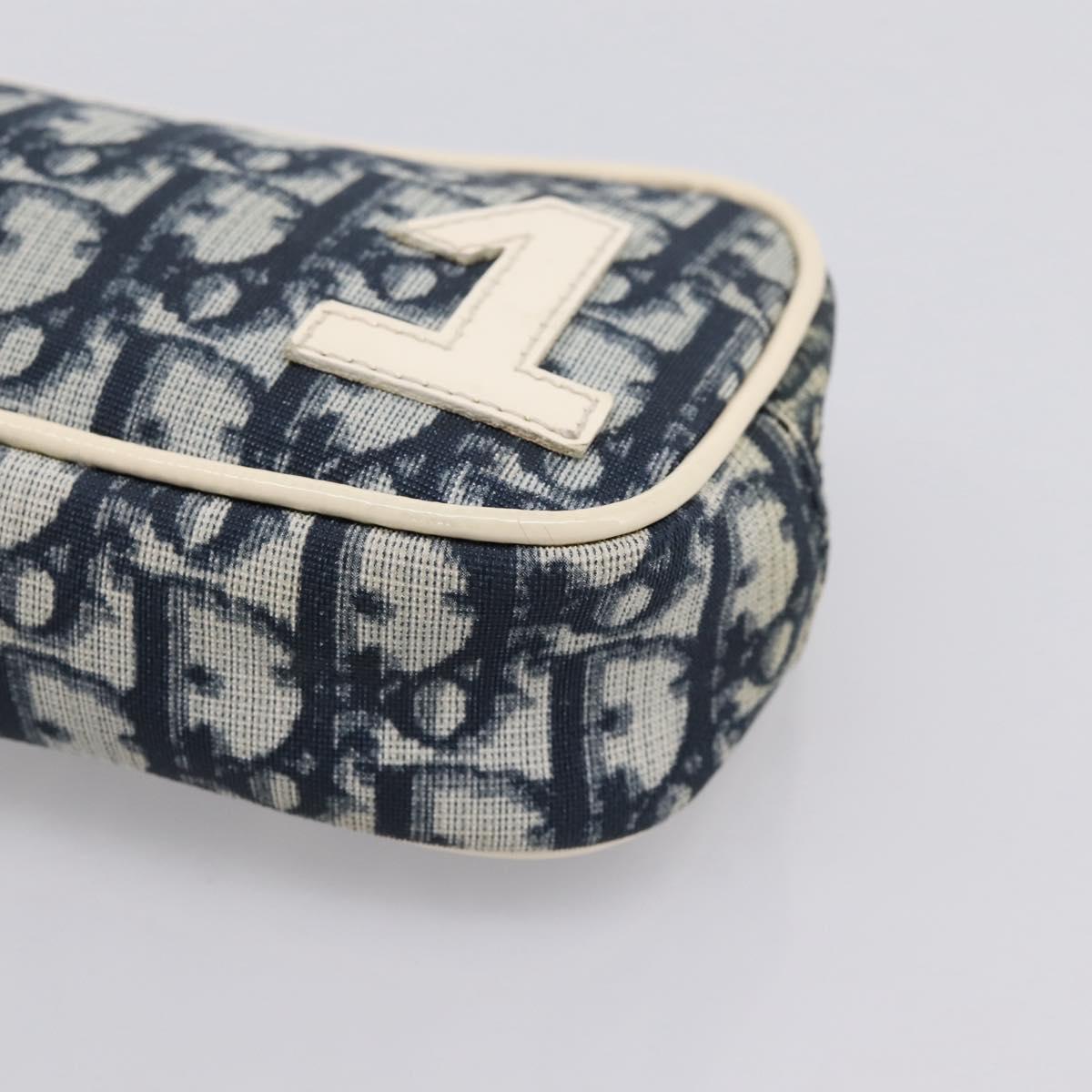 Christian Dior Trotter Pouch PVC Blue Silver Auth 194482