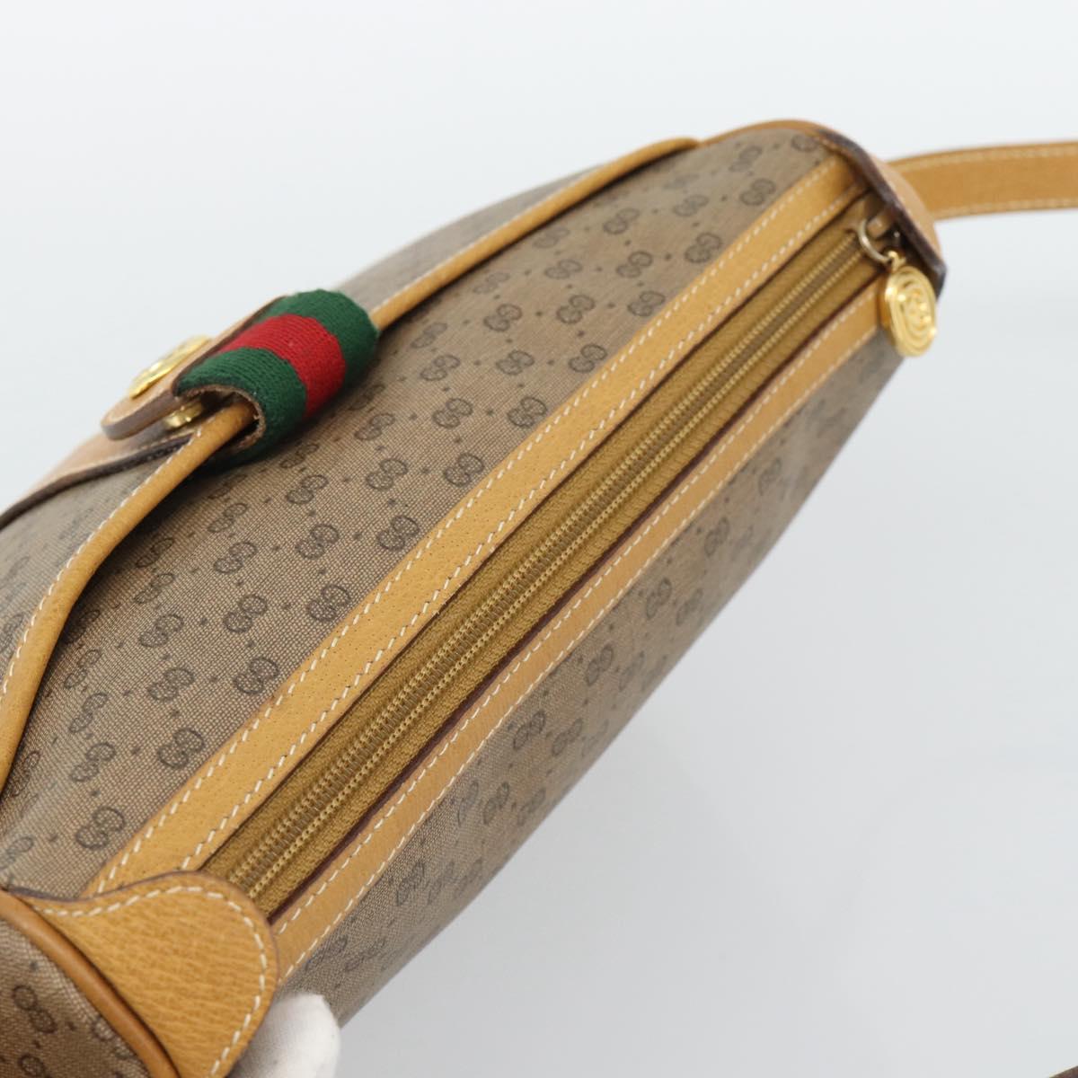 GUCCI Micro GG Supreme Web Sherry Line Bag PVC Beige Gold 89 02 032 Auth 194552