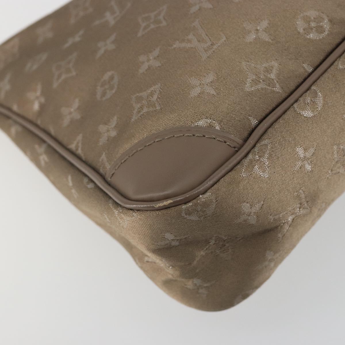 LOUIS VUITTON Monogram satin Little Boulogne Hand Bag Beige M92143 Auth 194553A