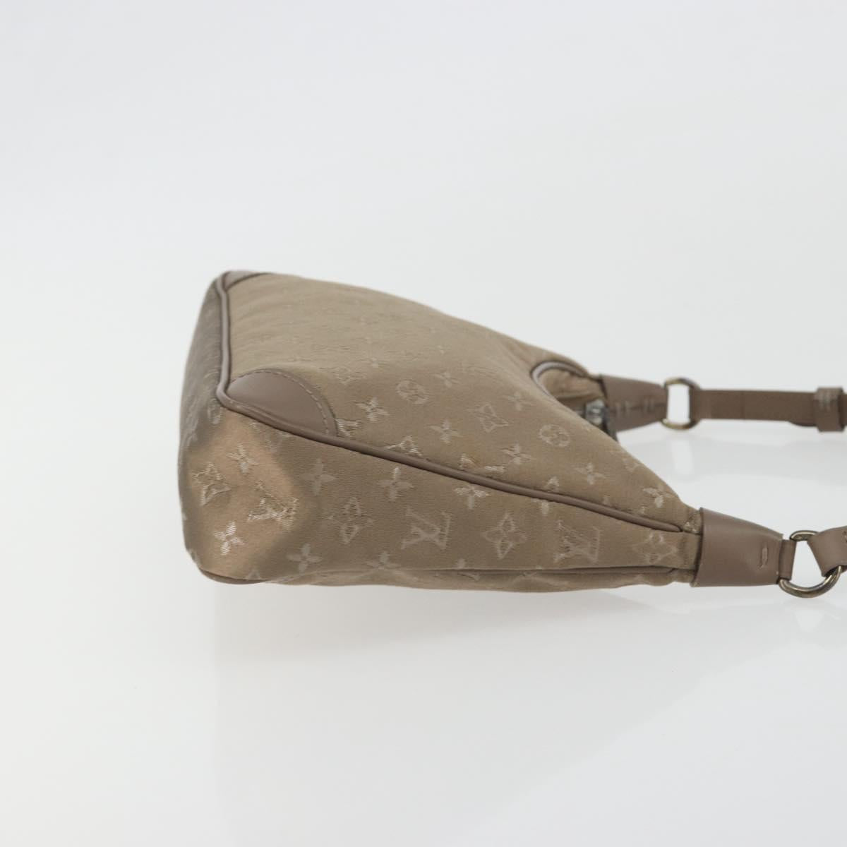 LOUIS VUITTON Monogram satin Little Boulogne Hand Bag Beige M92143 Auth 194553A