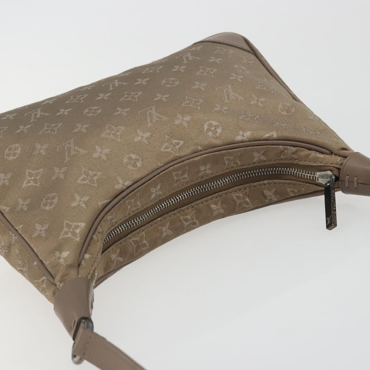 LOUIS VUITTON Monogram satin Little Boulogne Hand Bag Beige M92143 Auth 194553A
