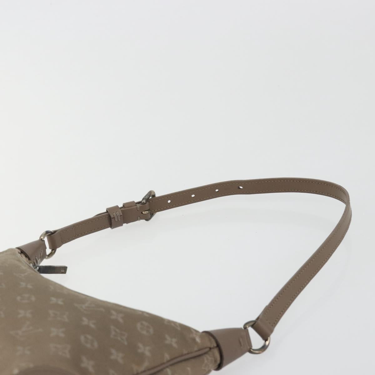 LOUIS VUITTON Monogram satin Little Boulogne Hand Bag Beige M92143 Auth 194553A