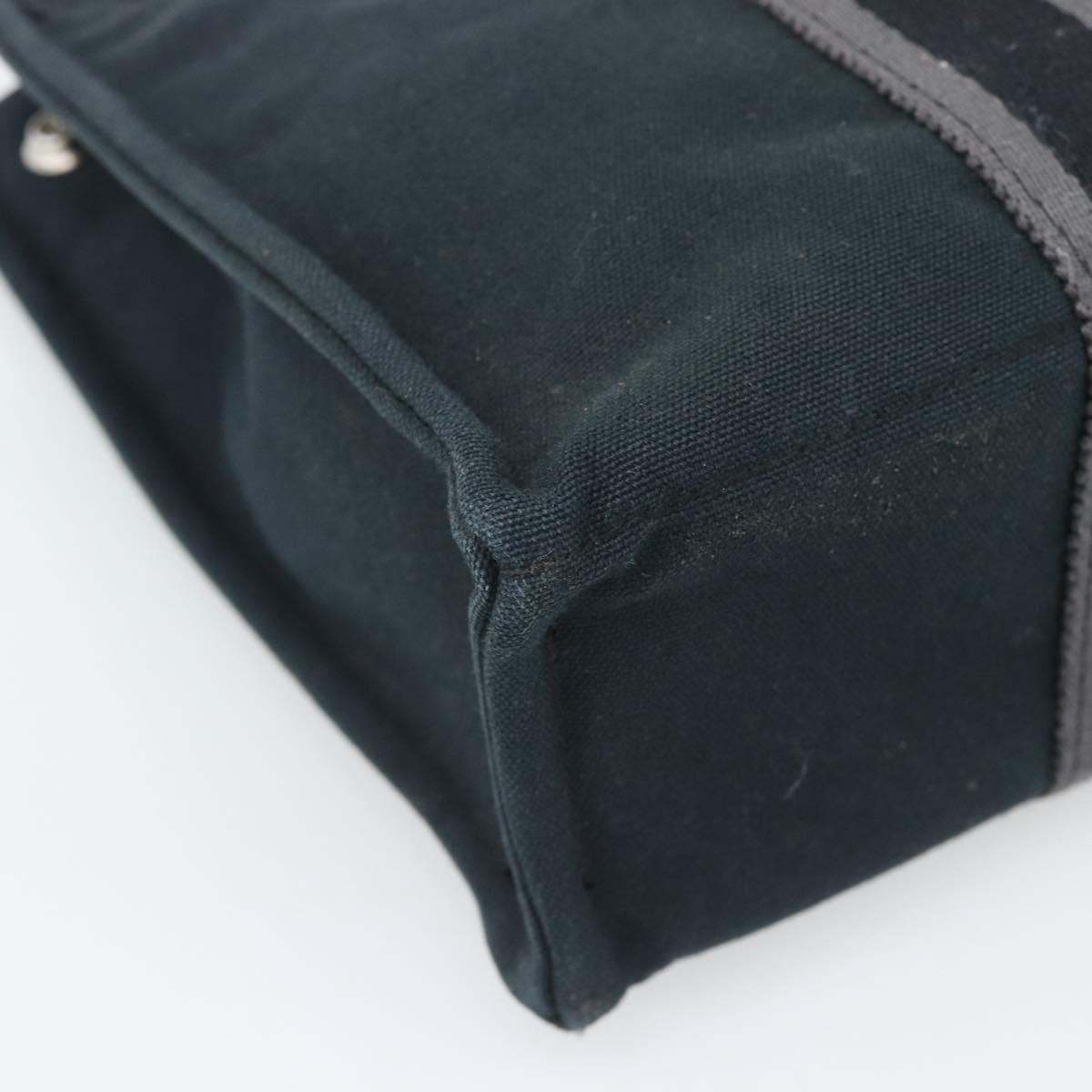 HERMES Fourre Tout PM Hand Bag Canvas Black Silver Auth 194555A