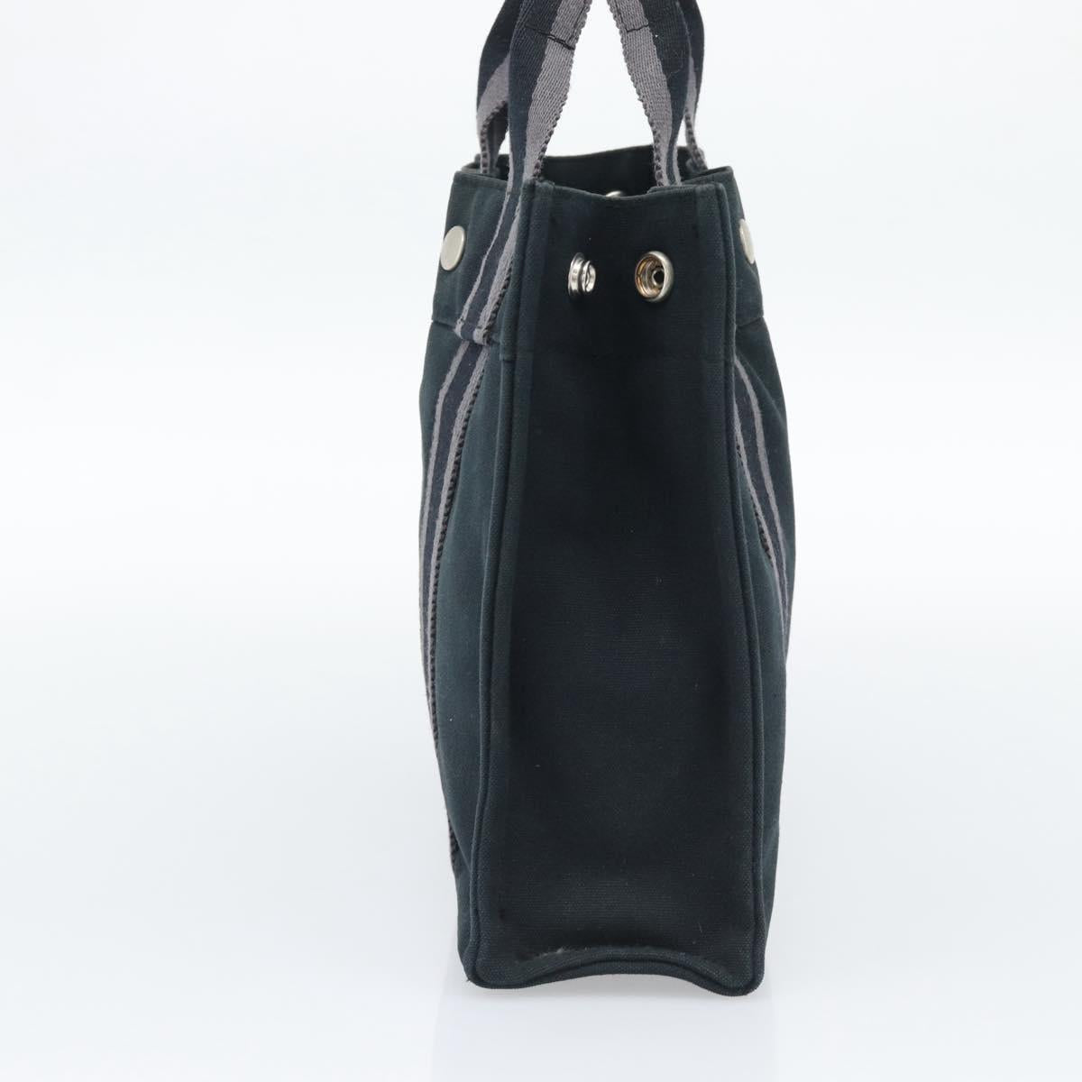 HERMES Fourre Tout PM Hand Bag Canvas Black Silver Auth 194555A