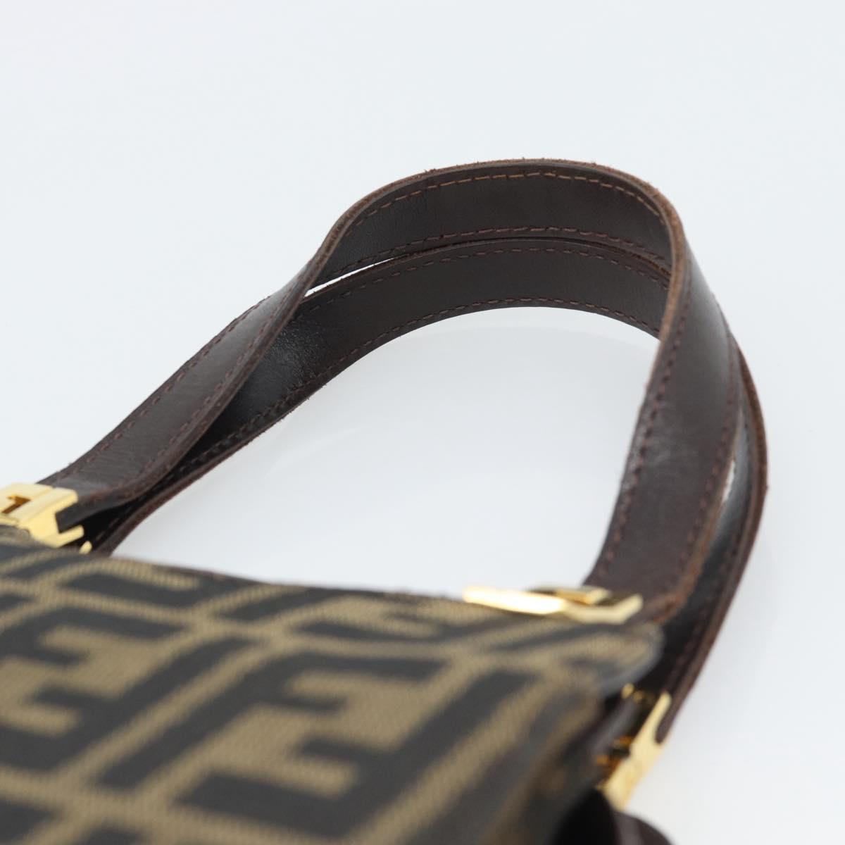 FENDI Zucca Canvas Hand Bag Brown Gold Tone Auth 194558V