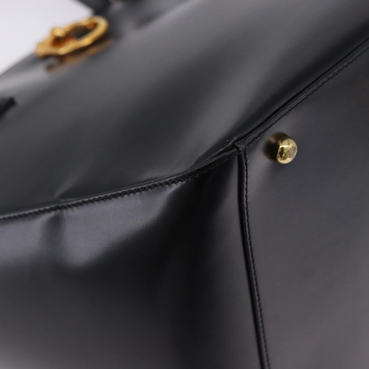 CARTIER PANTHERE Hand Bag Leather 2way Black Gold Auth 194562V