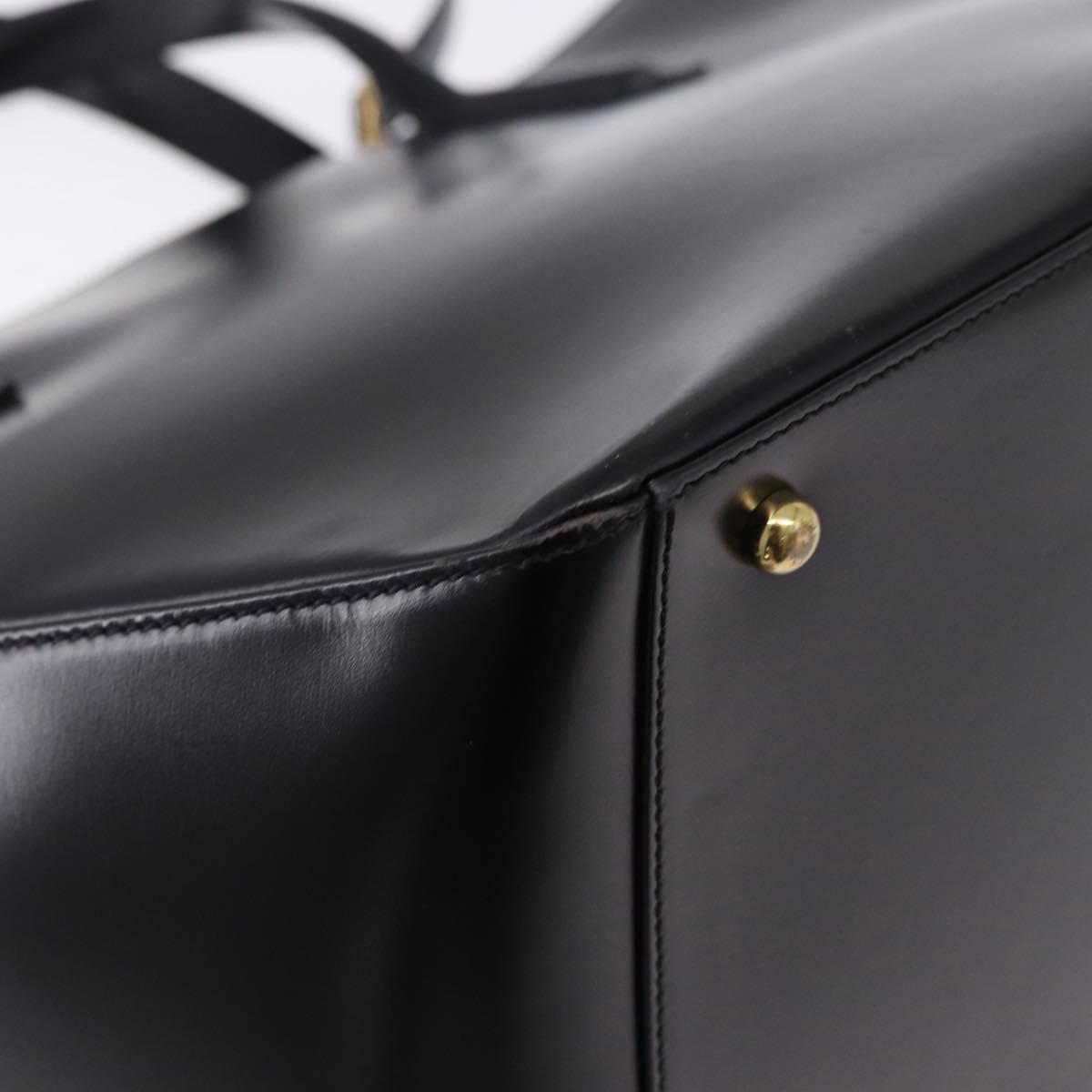 CARTIER PANTHERE Hand Bag Leather 2way Black Gold Auth 194562V