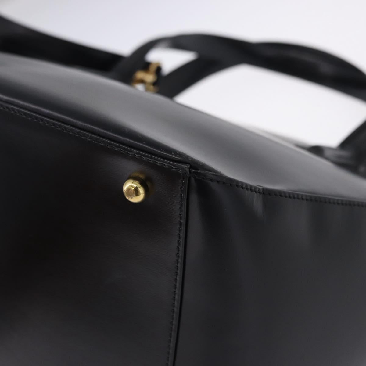 CARTIER PANTHERE Hand Bag Leather 2way Black Gold Auth 194562V