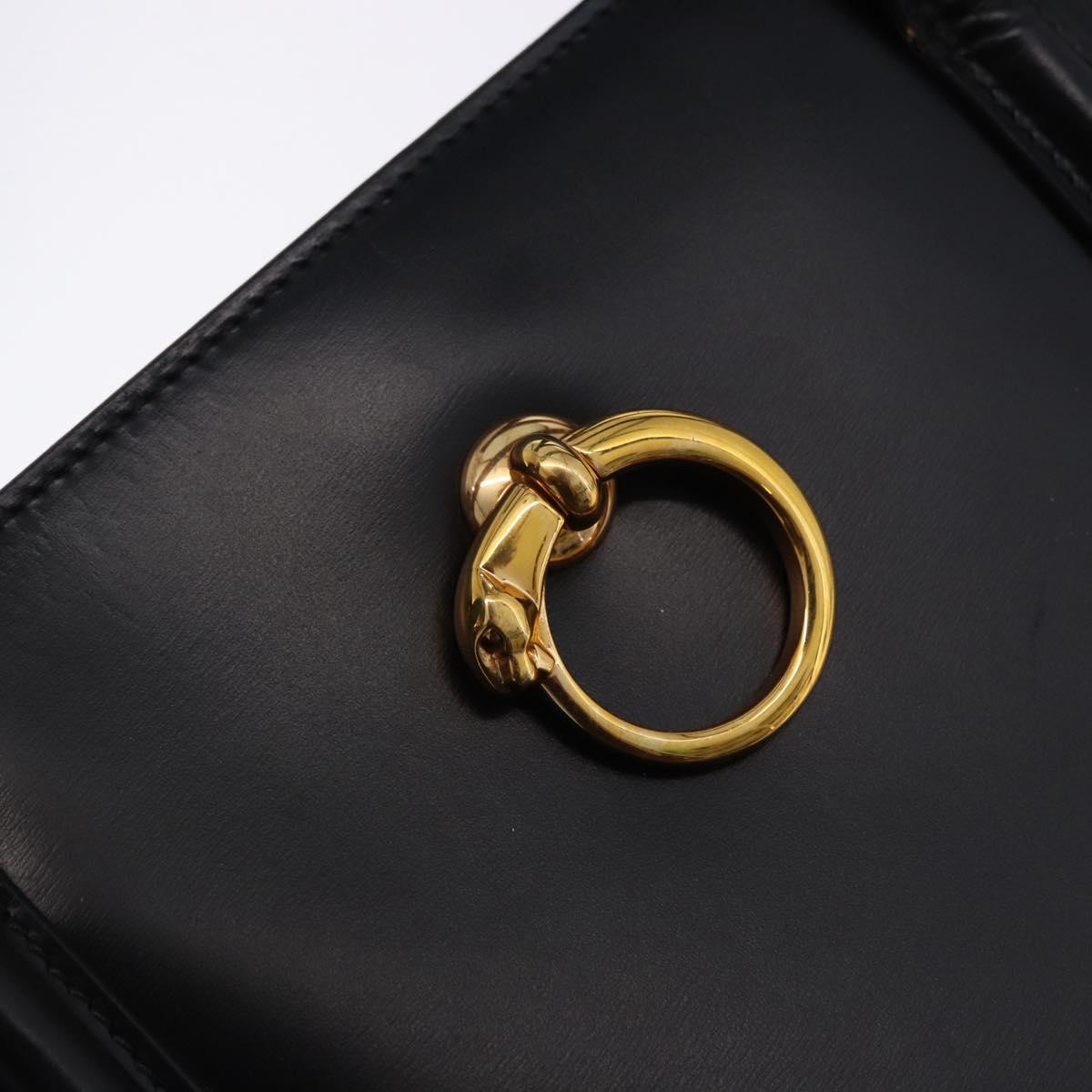 CARTIER PANTHERE Hand Bag Leather 2way Black Gold Auth 194562V