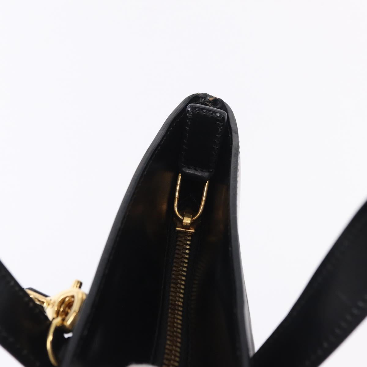 CARTIER PANTHERE Hand Bag Leather 2way Black Gold Auth 194562V
