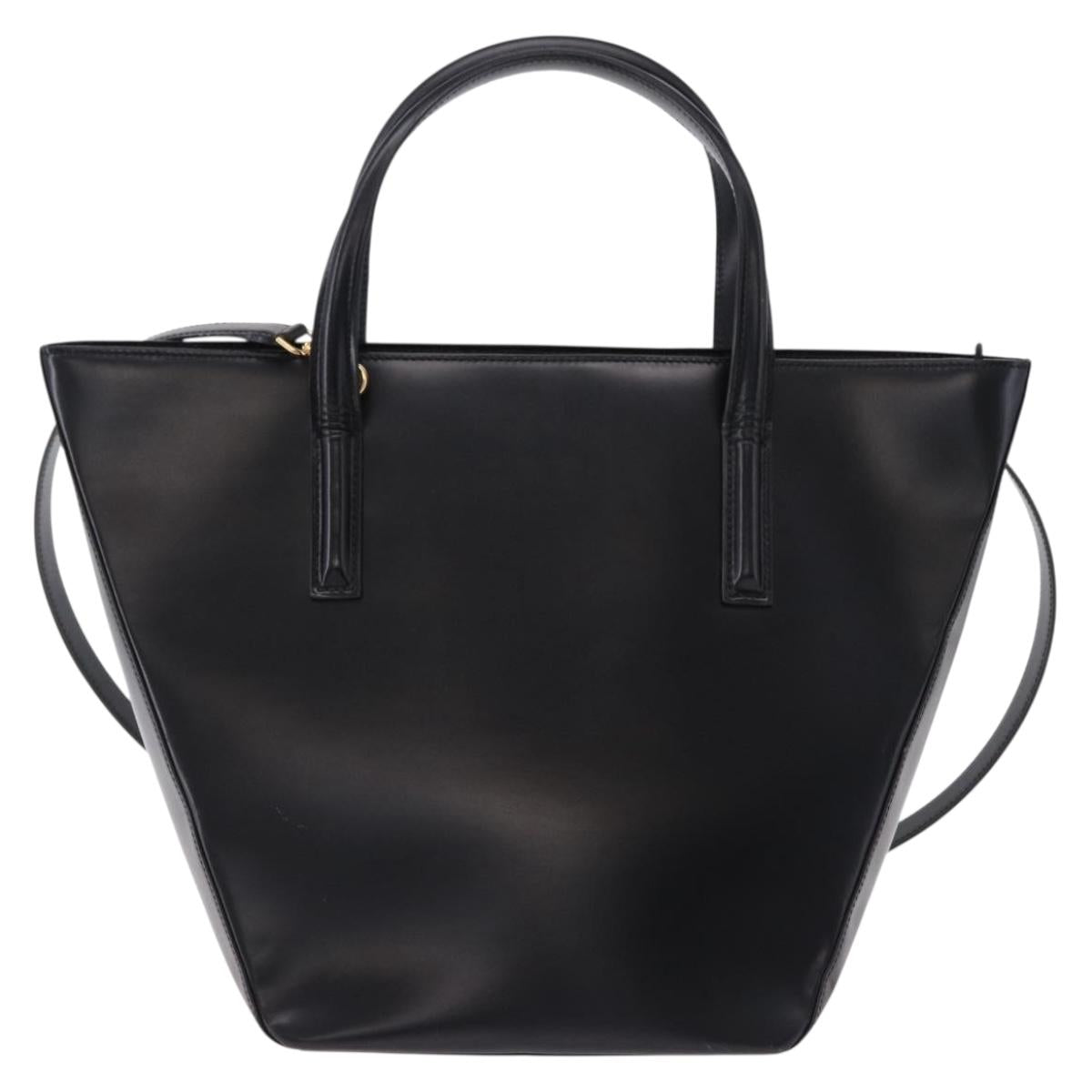 CARTIER PANTHERE Hand Bag Leather 2way Black Gold Auth 194562V