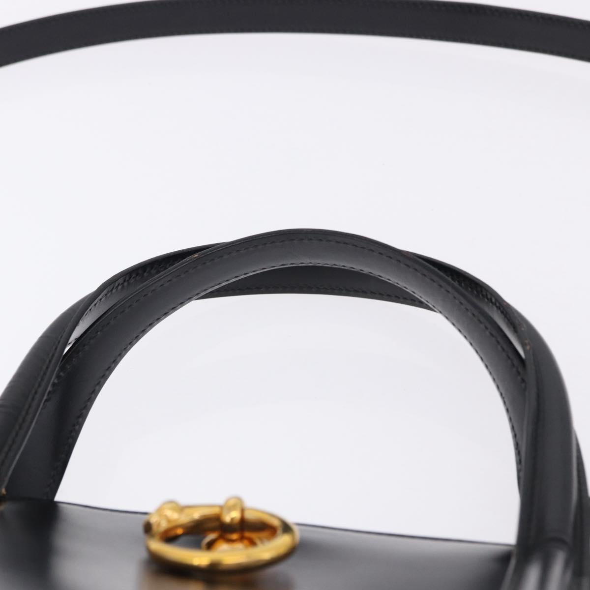 CARTIER PANTHERE Hand Bag Leather 2way Black Gold Auth 194562V