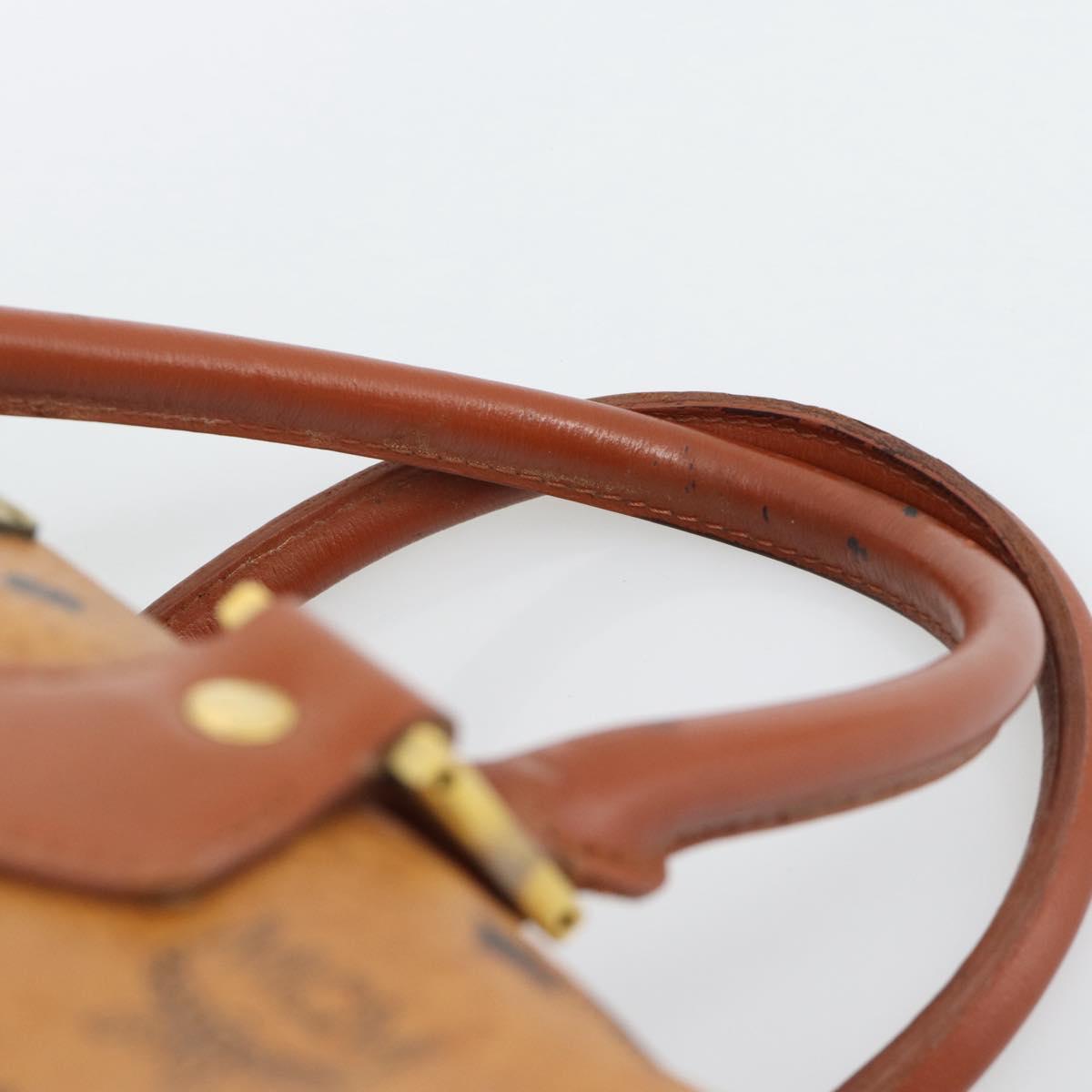 MCM Logogram Vicetos Boston Bag PVC Leather Brown Gold Auth 194565
