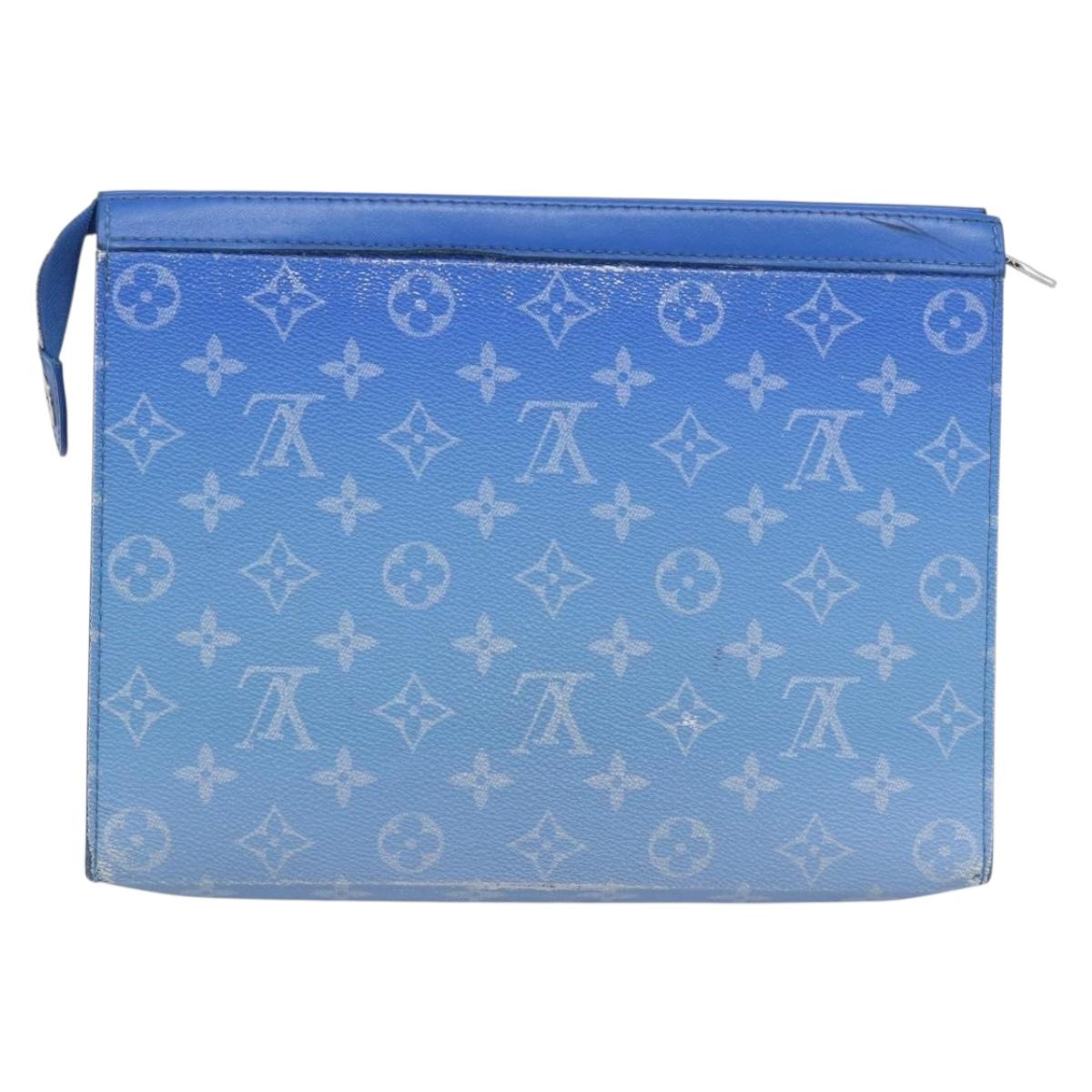 LOUIS VUITTON Monogram Crows Pochette Voyage Bag Blue White M45480 Auth 194569A