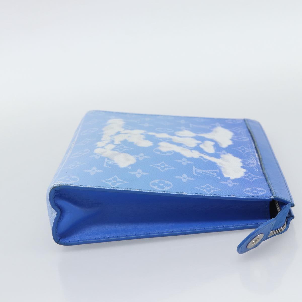 LOUIS VUITTON Monogram Crows Pochette Voyage Bag Blue White M45480 Auth 194569A