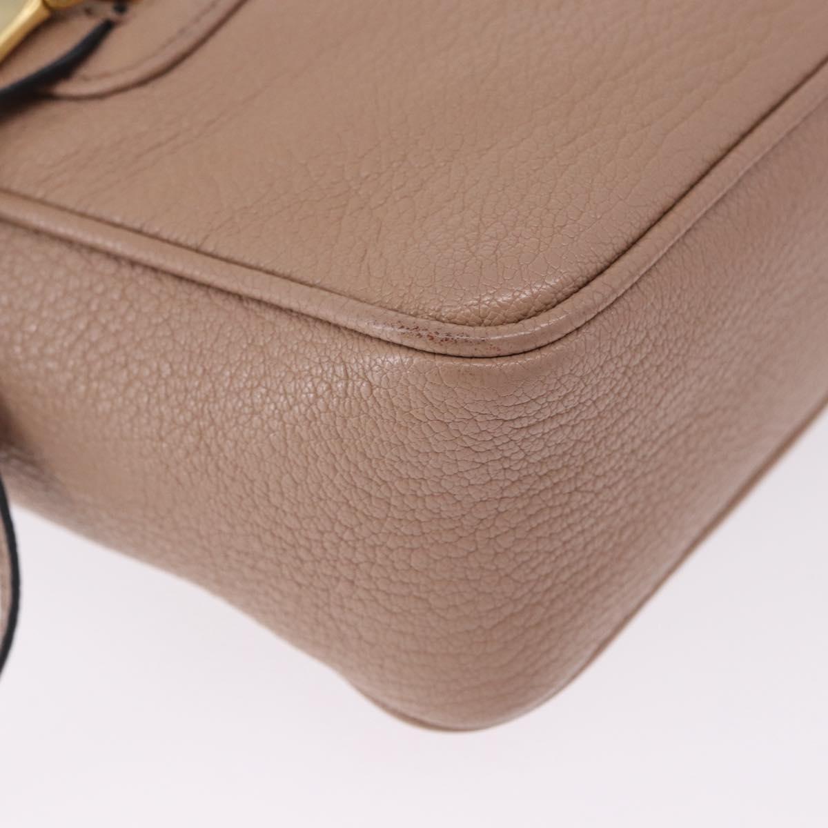 Miu Miu Shoulder Bag Leather Beige Gold Auth 194575V