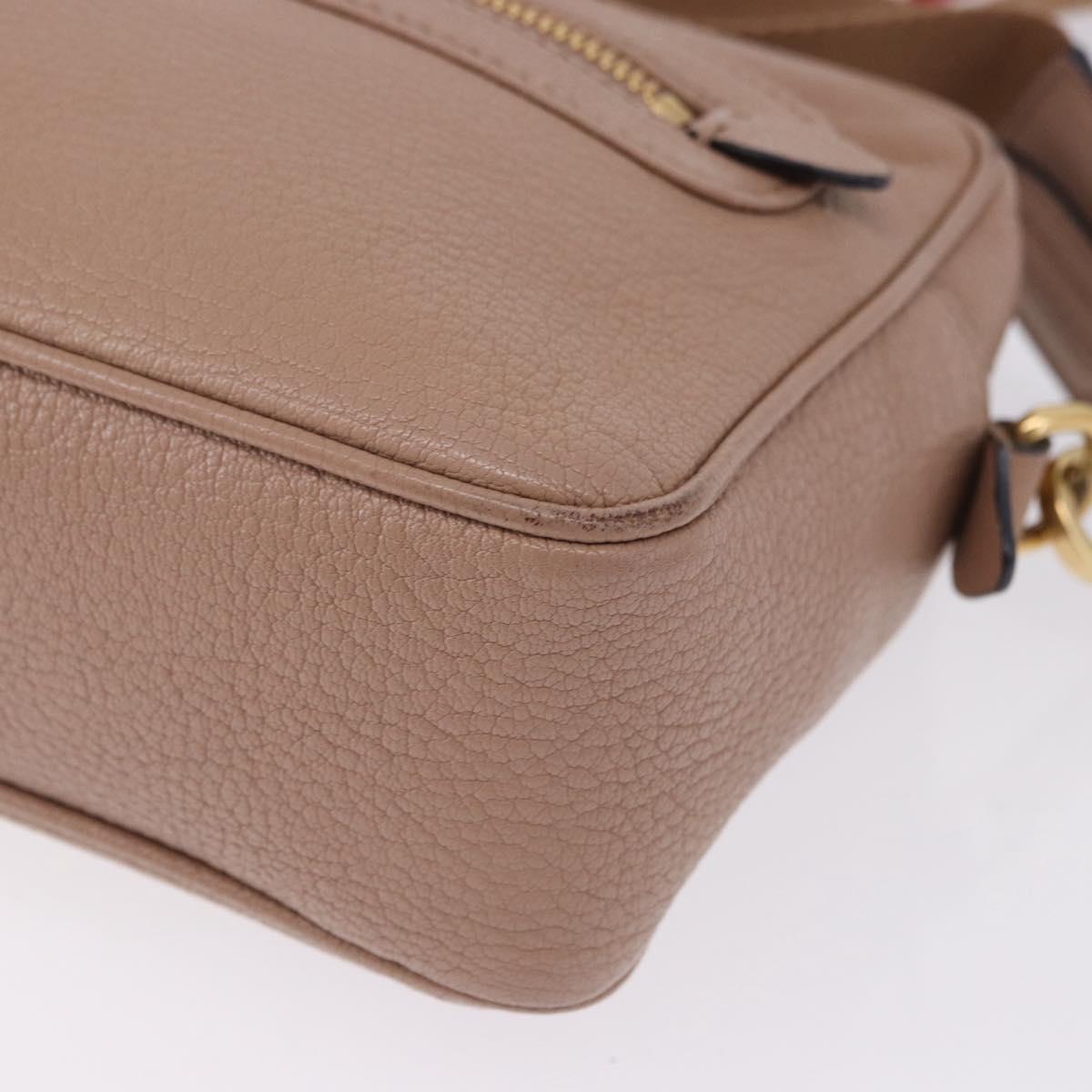 Miu Miu Shoulder Bag Leather Beige Gold Auth 194575V
