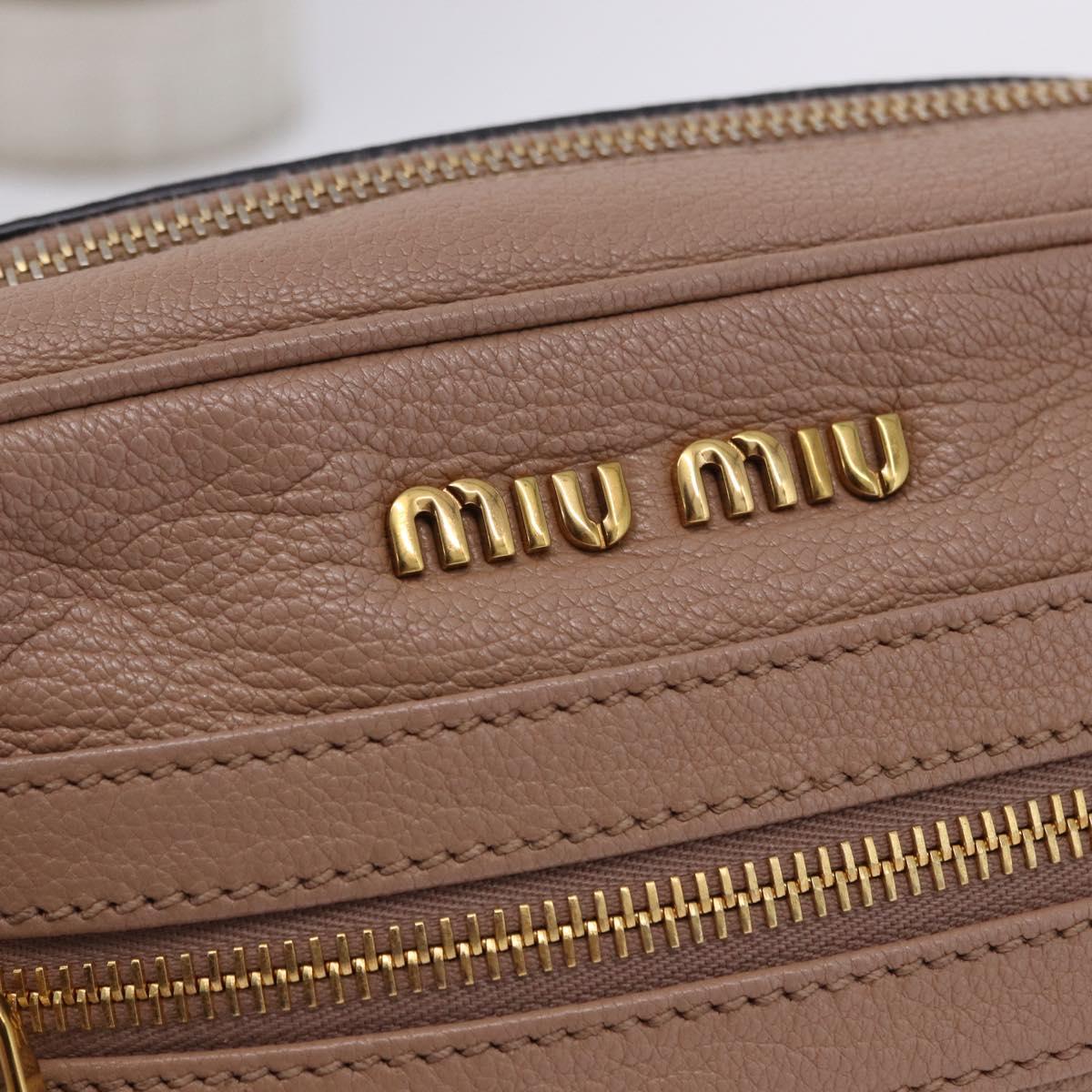 Miu Miu Shoulder Bag Leather Beige Gold Auth 194575V