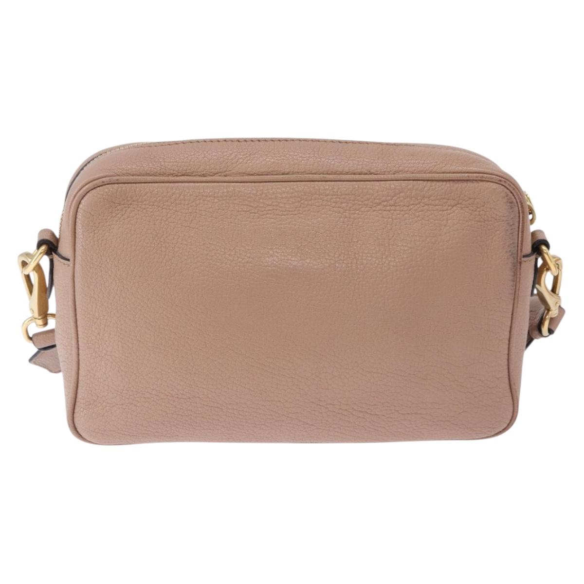 Miu Miu Shoulder Bag Leather Beige Gold Auth 194575V