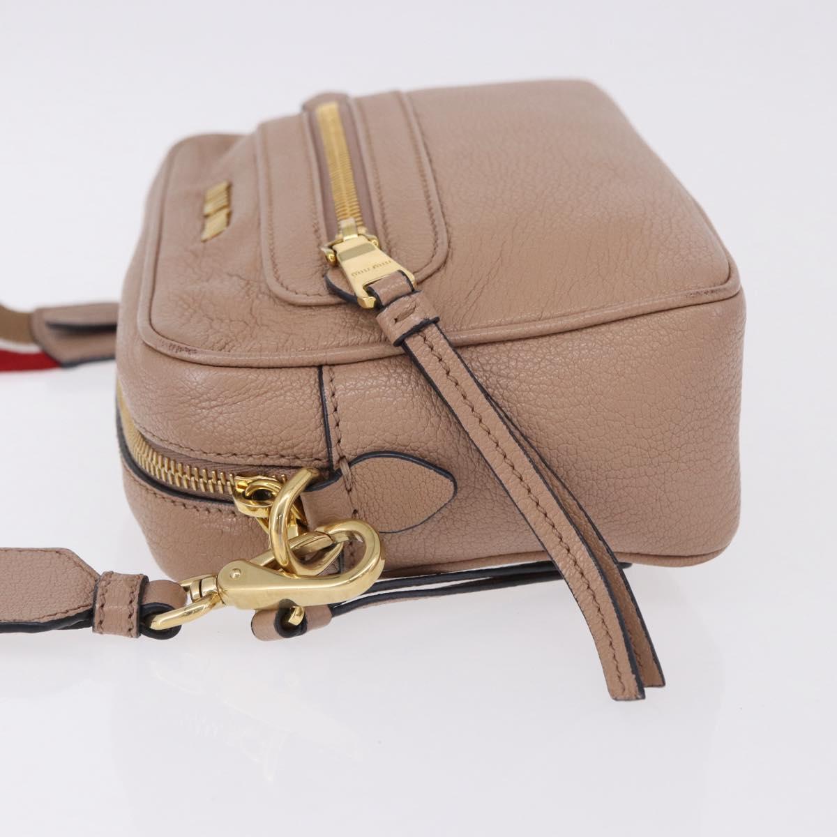 Miu Miu Shoulder Bag Leather Beige Gold Auth 194575V