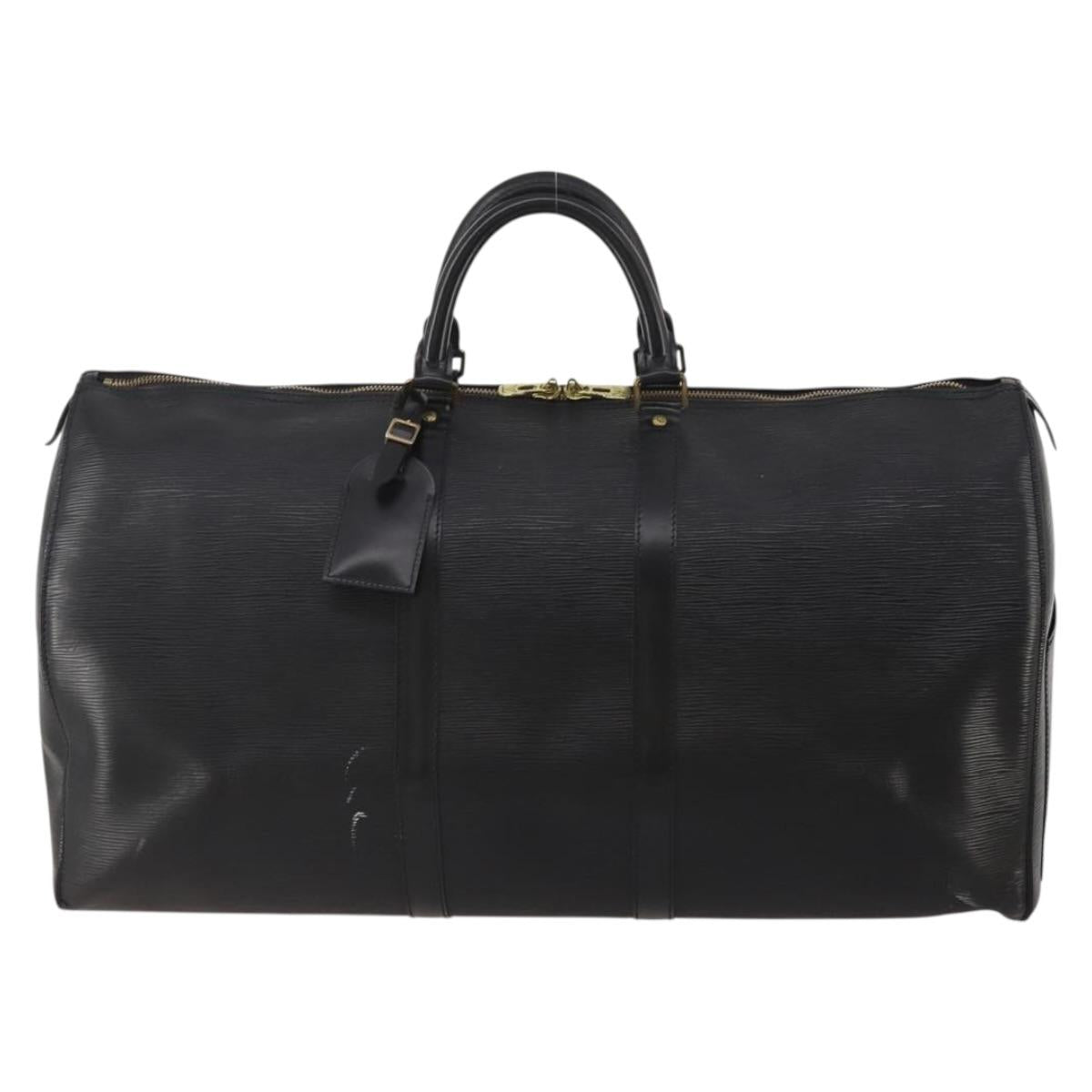 LOUIS VUITTON Epi Keepall 55 Boston Bag Noir Black M42952 LV Auth 194576