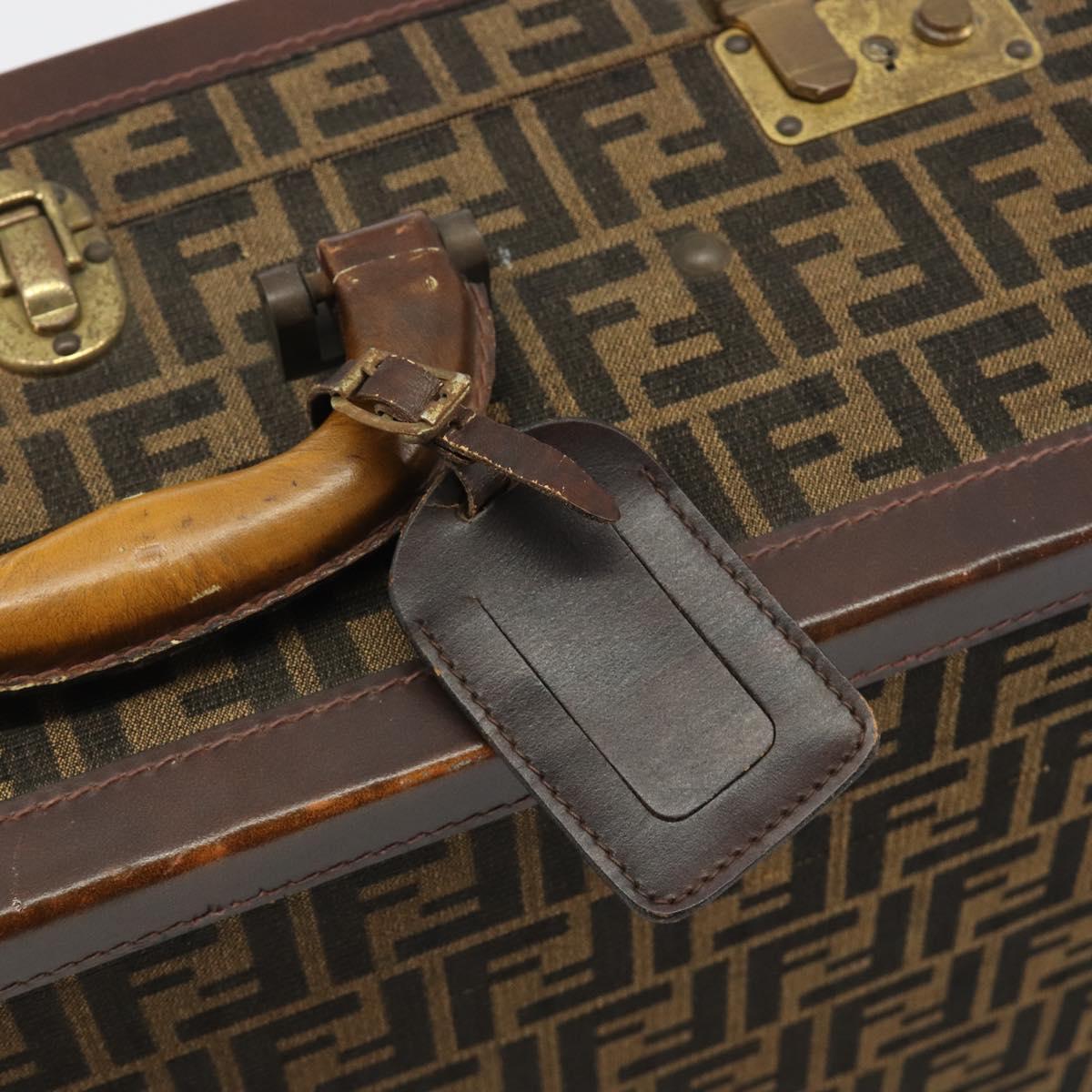 FENDI Zucca Canvas Trunk Black Brown Auth 194577A