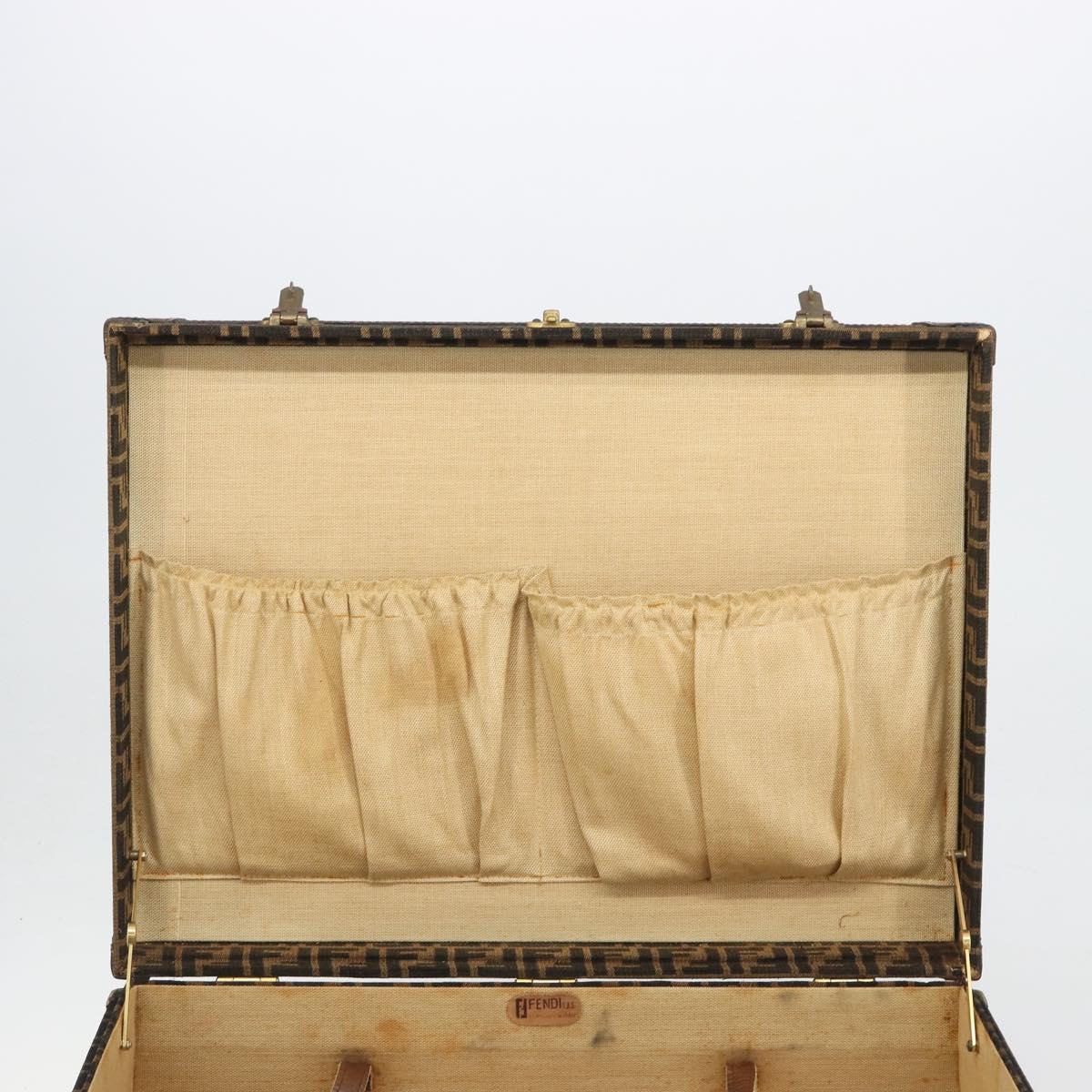 FENDI Zucca Canvas Trunk Black Brown Auth 194577A