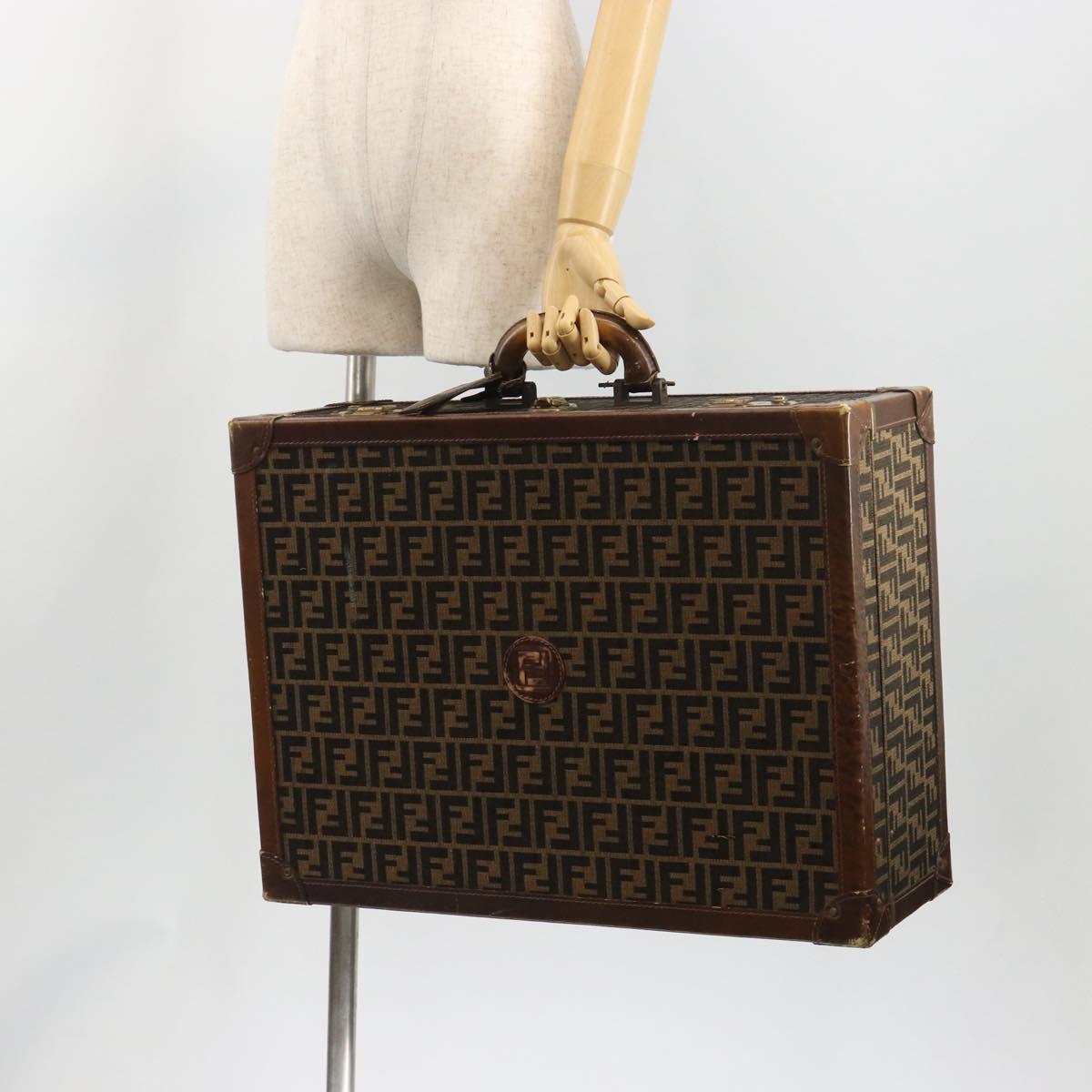 FENDI Zucca Canvas Trunk Black Brown Auth 194577A
