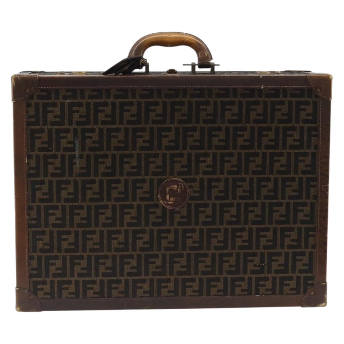 FENDI Zucca Canvas Trunk Black Brown Auth 194577A