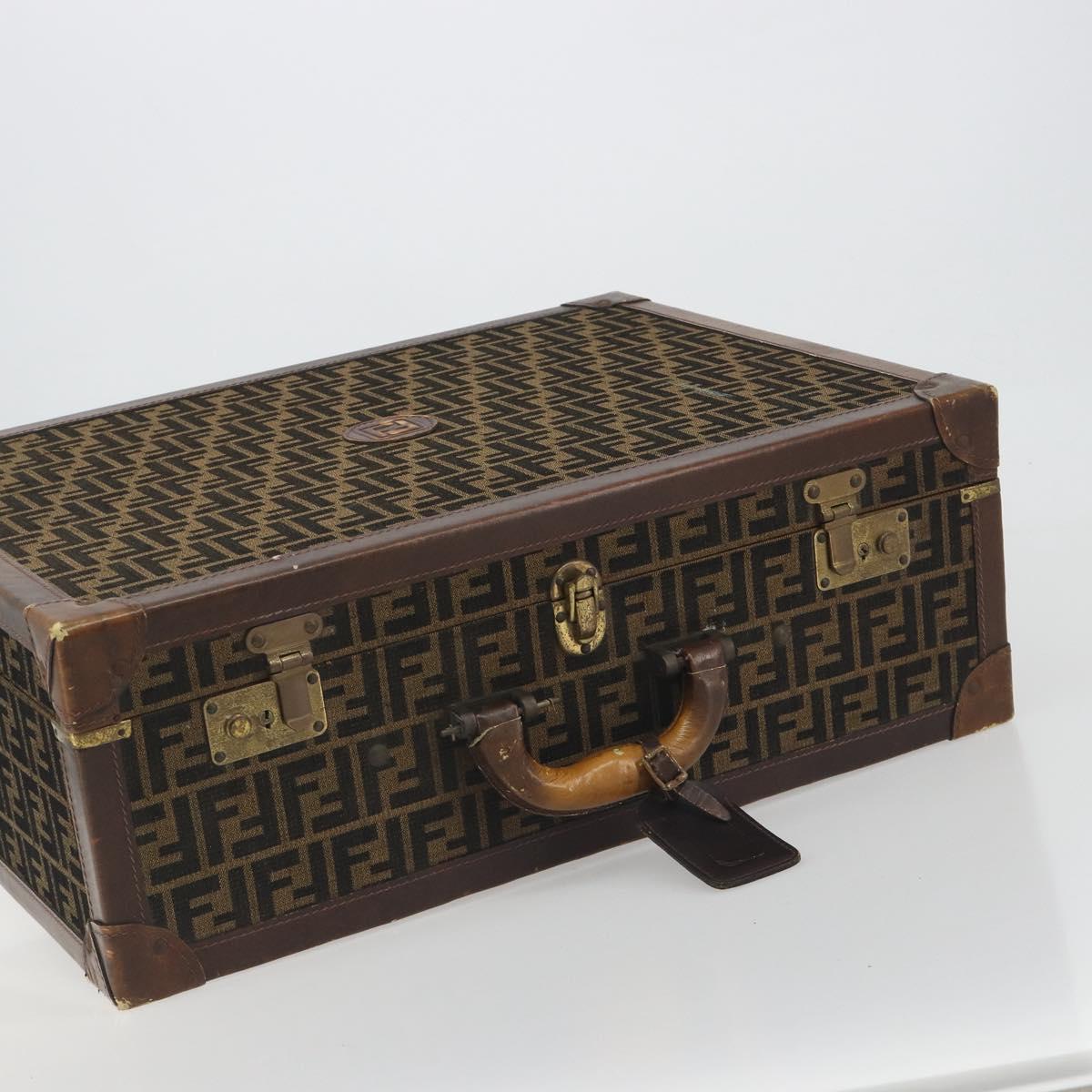 FENDI Zucca Canvas Trunk Black Brown Auth 194577A