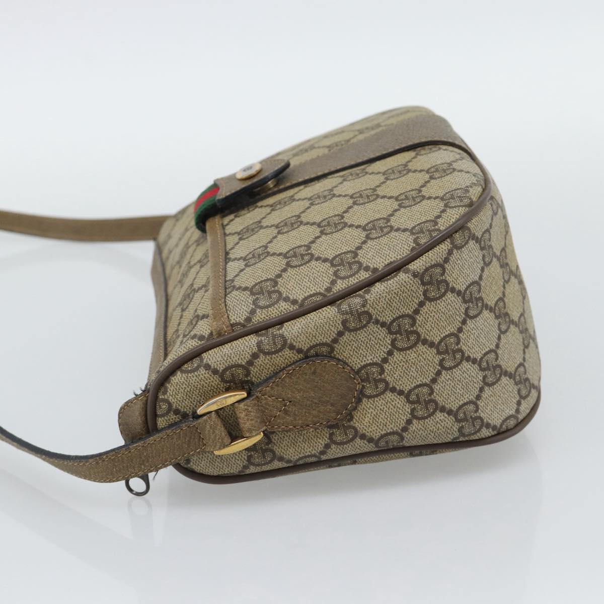 GUCCI GG Supreme Web Sherry Line Bag PVC Beige Gold 14 02 032 Auth 194578