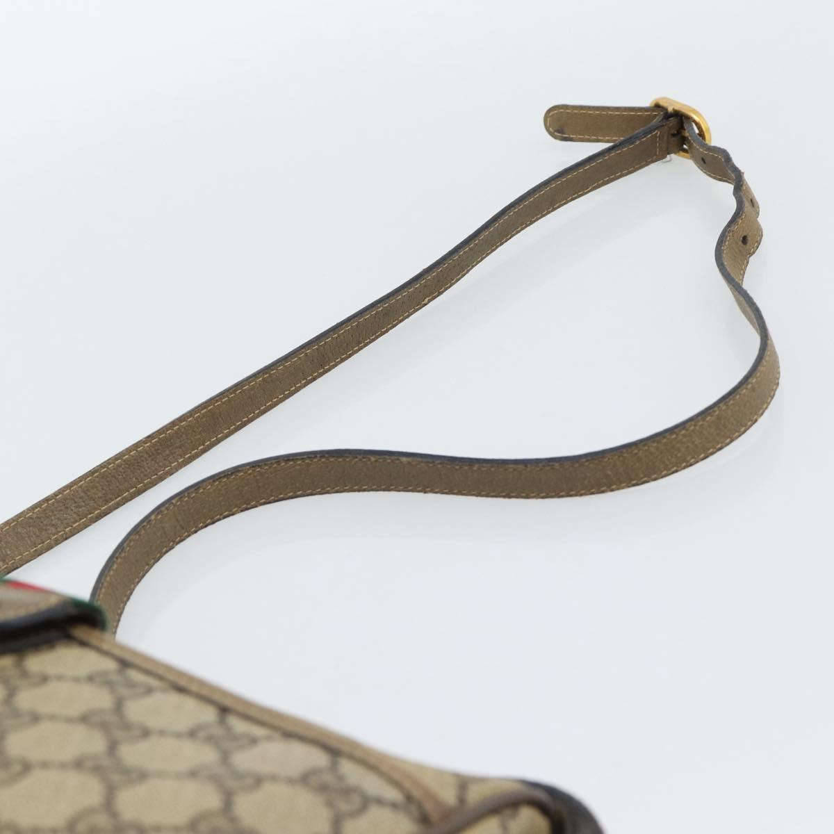 GUCCI GG Supreme Web Sherry Line Bag PVC Beige Gold 14 02 032 Auth 194578