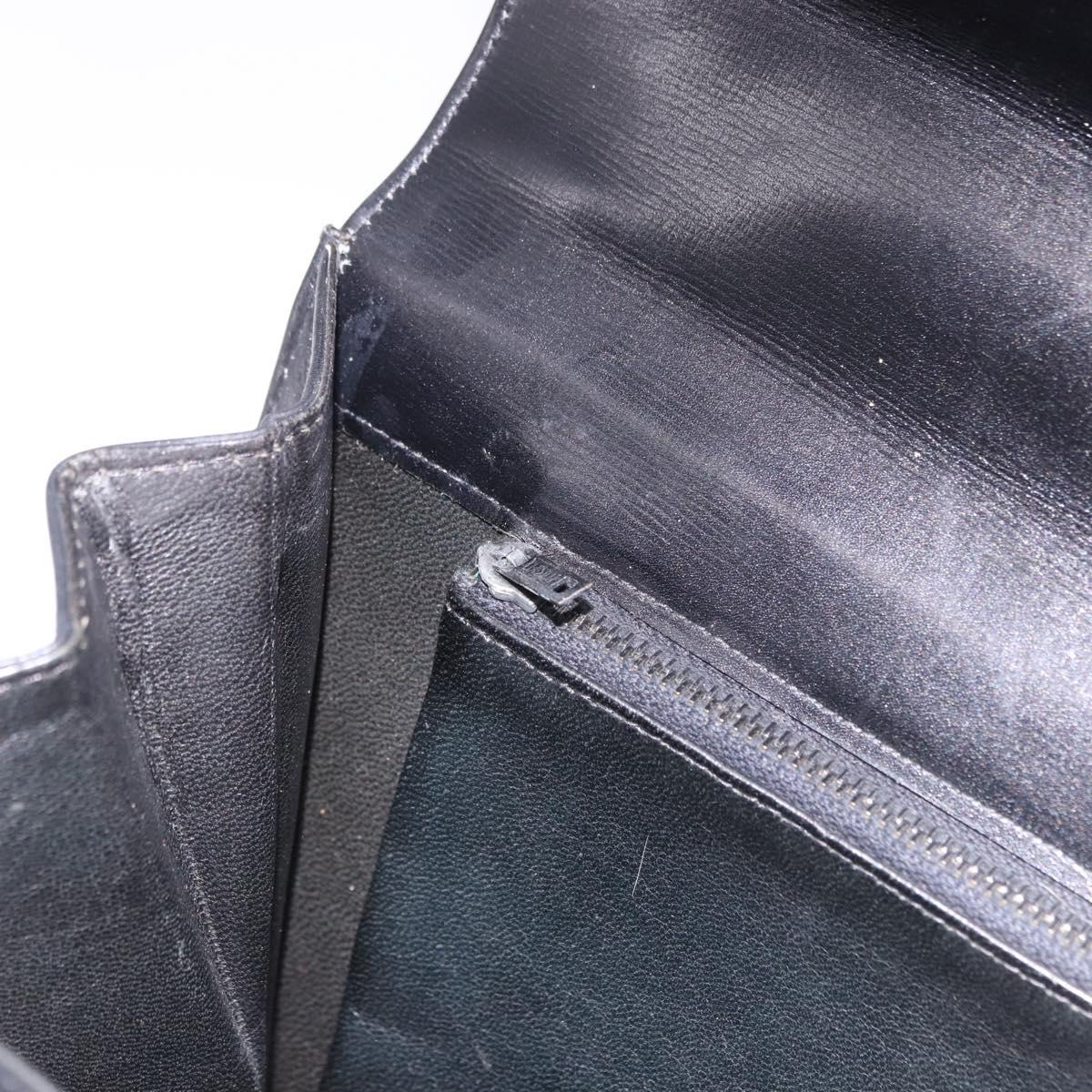 CELINE Horse Carriage Shoulder Bag Leather Black Gold Auth 194581