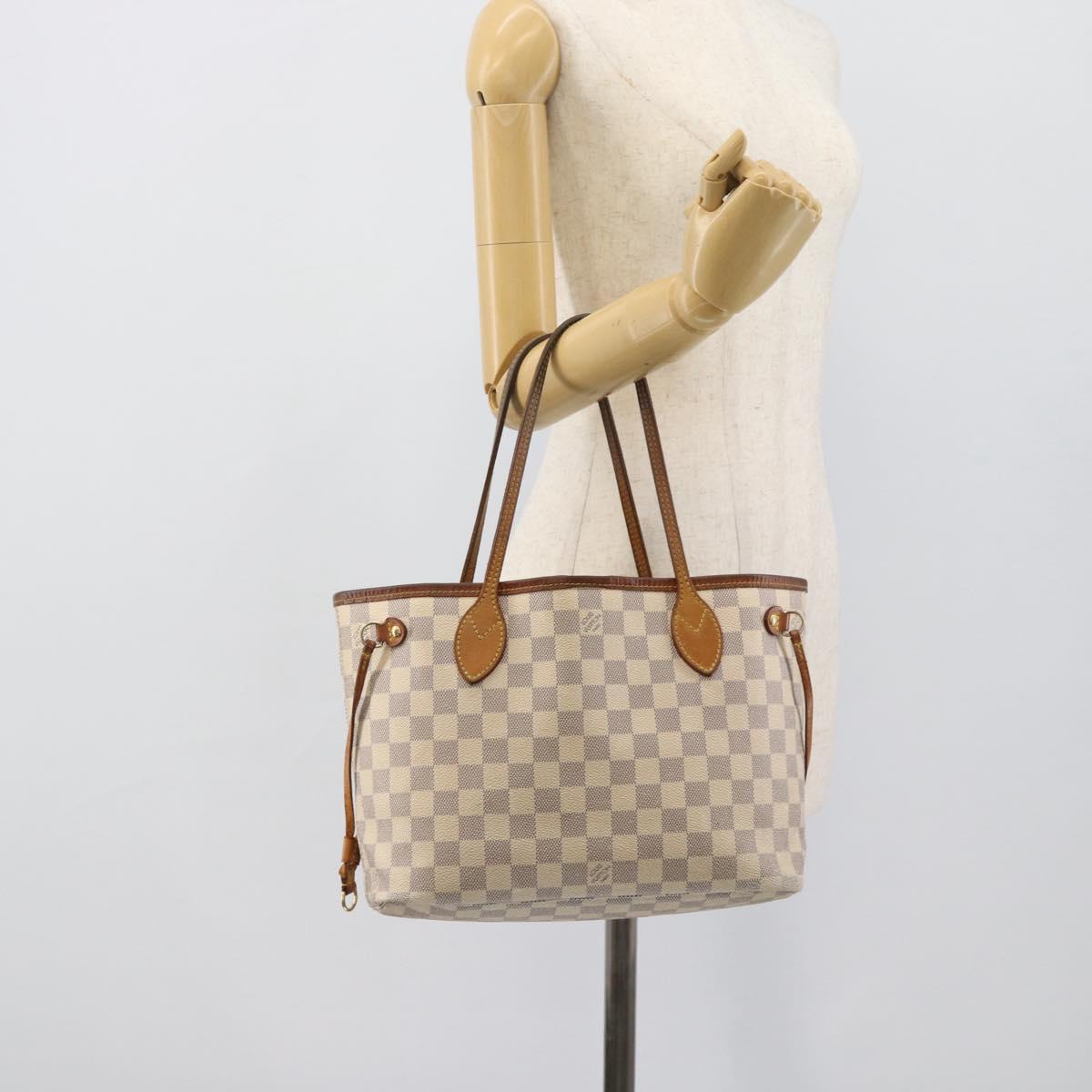 LOUIS VUITTON Damier Azur Neverfull PM Tote Bag N41362 LV Auth 194587