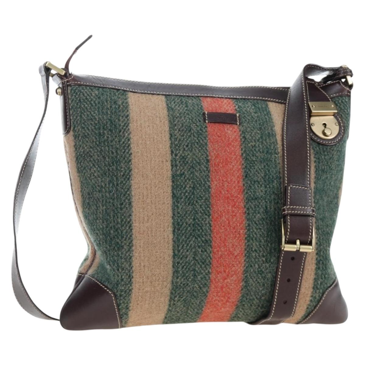 GUCCI Shoulder Bag Wool Brown Gold 148476 Auth 194590V