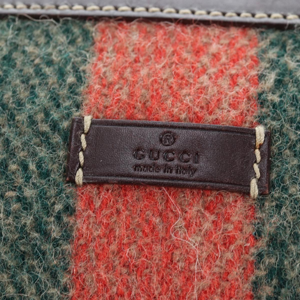 GUCCI Shoulder Bag Wool Brown Gold 148476 Auth 194590V