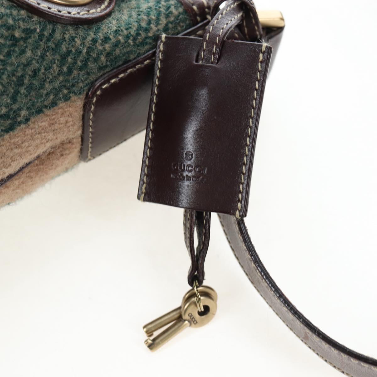 GUCCI Shoulder Bag Wool Brown Gold 148476 Auth 194590V