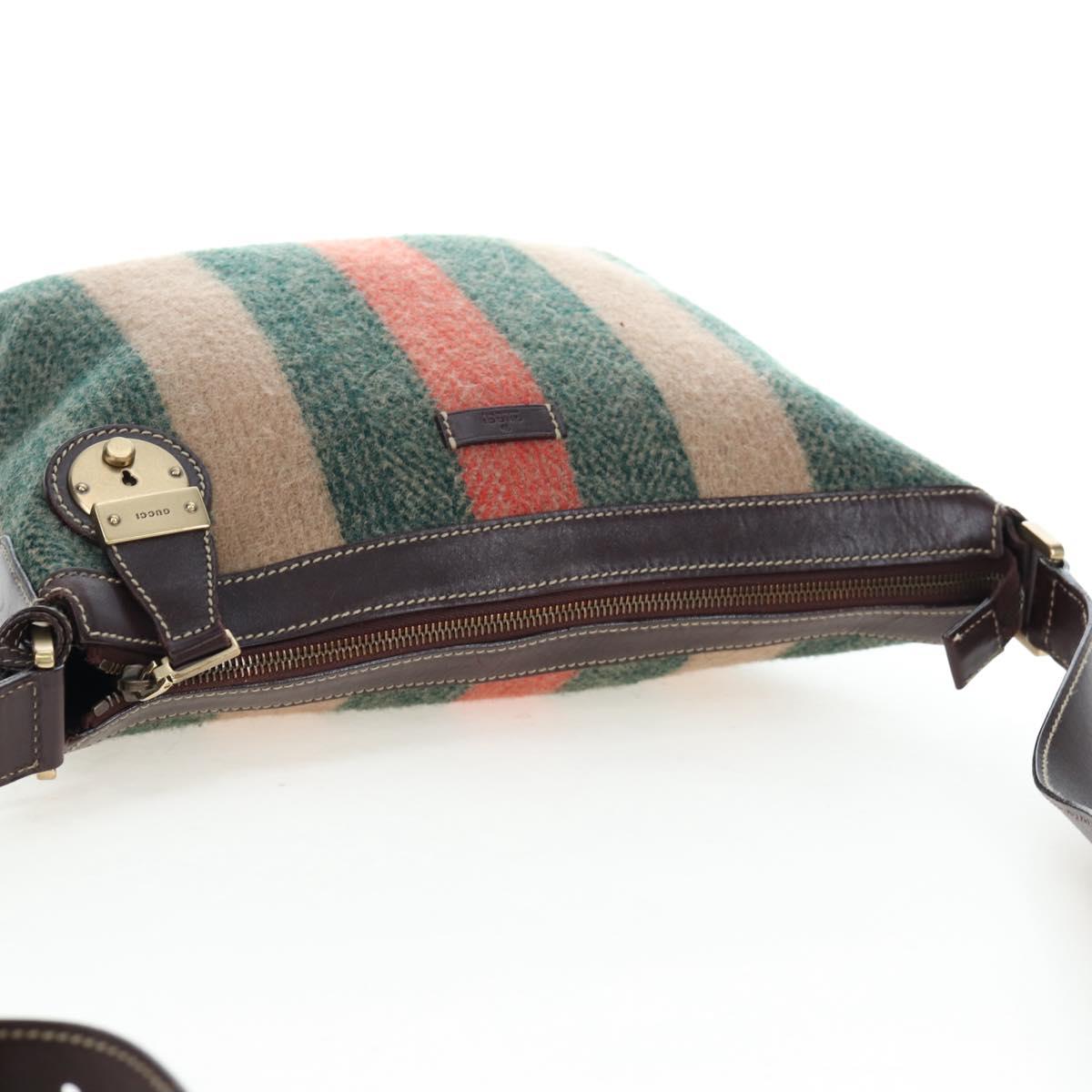 GUCCI Shoulder Bag Wool Brown Gold 148476 Auth 194590V
